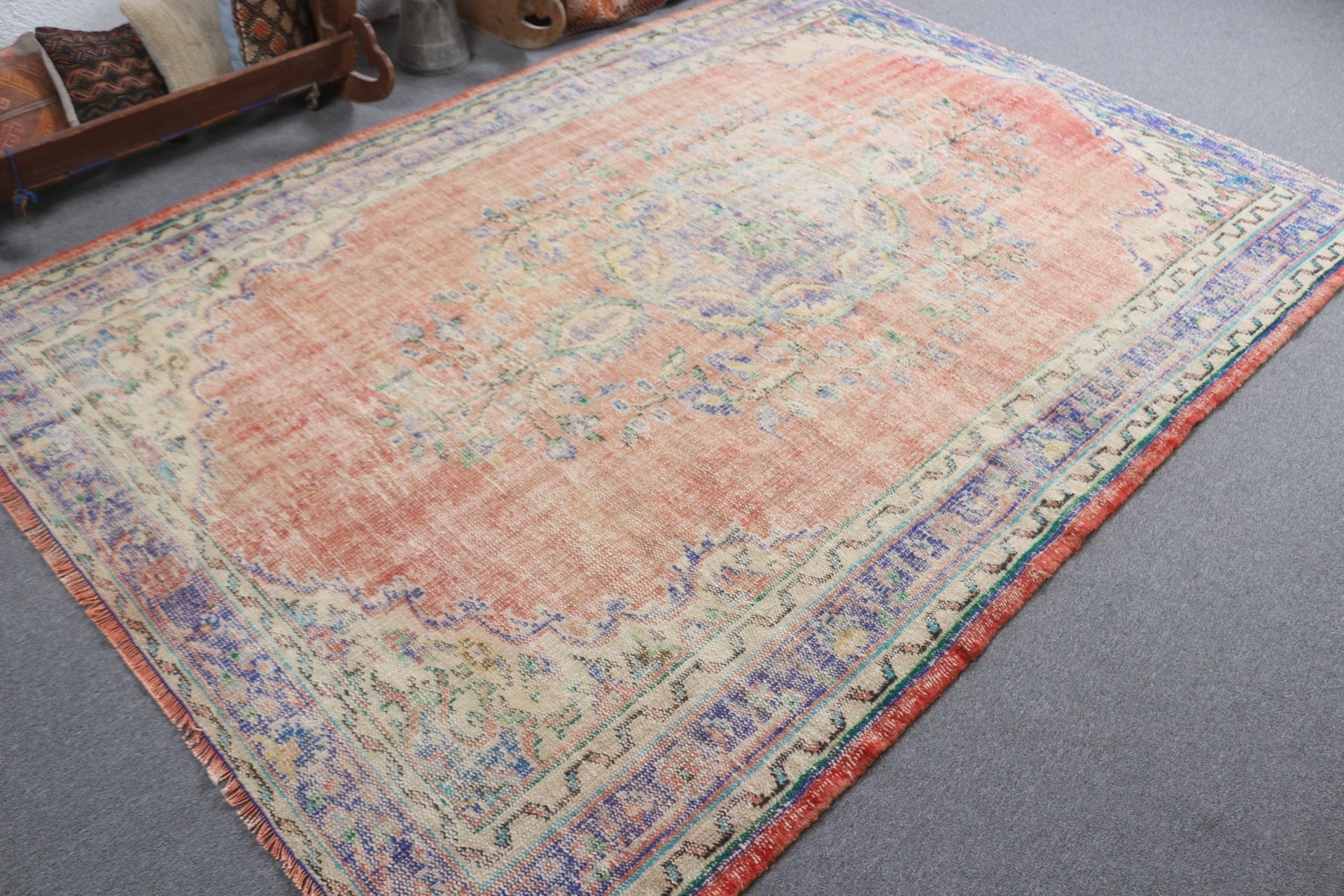 Türk Halıları, Oturma Odası Halısı, Özel Halı, Antika Halılar, 6.2x9 ft Büyük Halılar, Kırmızı Oryantal Halı, Yatak Odası Halısı, Ev Dekor Halısı, Vintage Halı