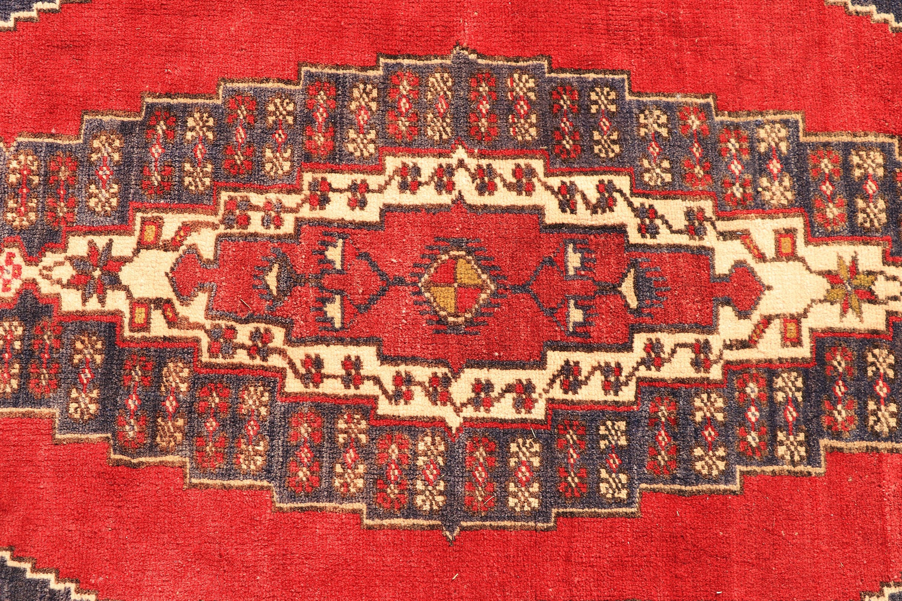 Old Rug, Oriental Rugs, Floor Rugs, Vintage Rugs, Indoor Rug, Turkish Rug, Red  3.9x7.3 ft Area Rug, Living Room Rug