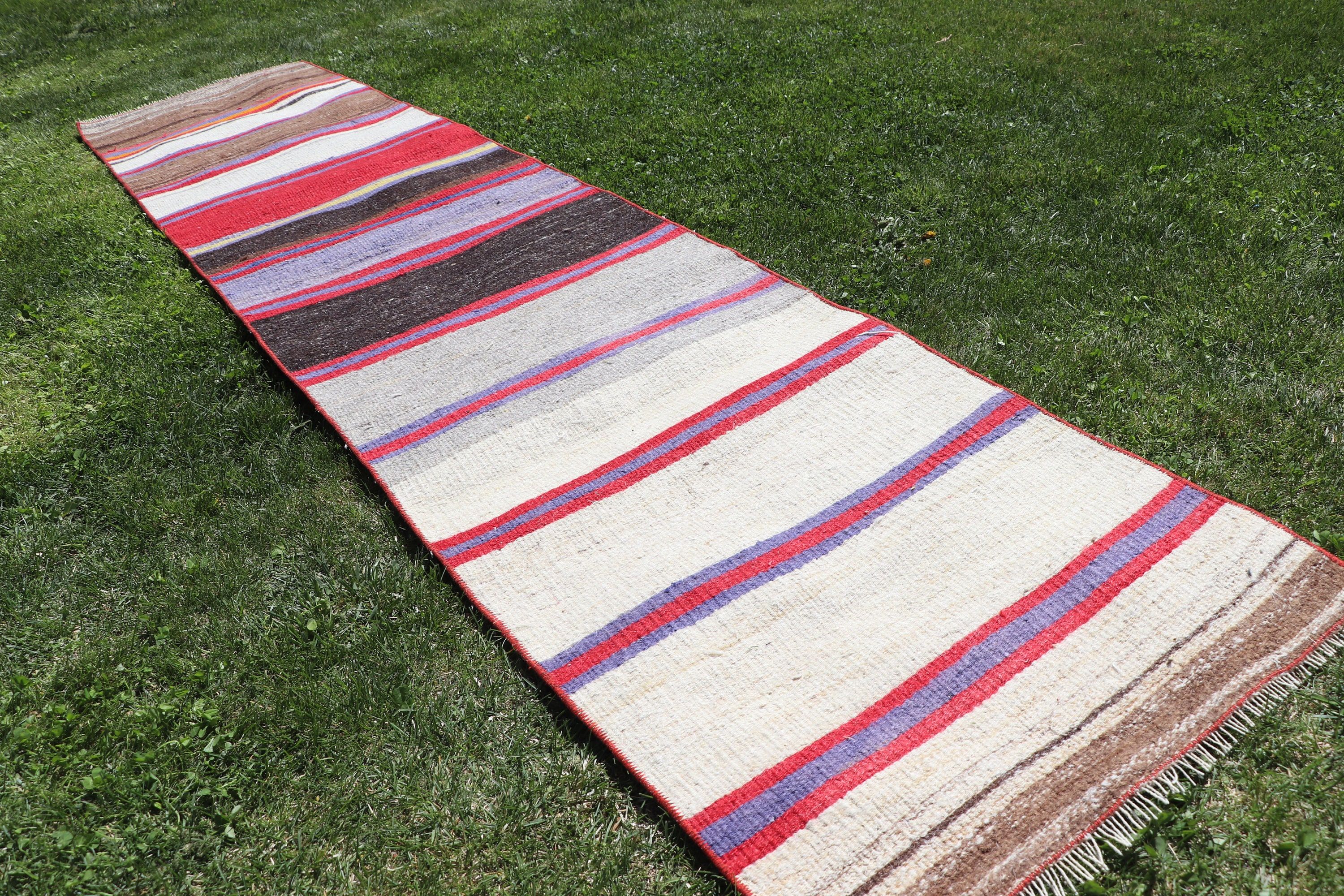 Kilim, Turkish Rug, Beige Cool Rugs, Oushak Rug, Vintage Rugs, Rugs for Stair, Boho Rug, Corridor Rug, 1.9x8.4 ft Runner Rug