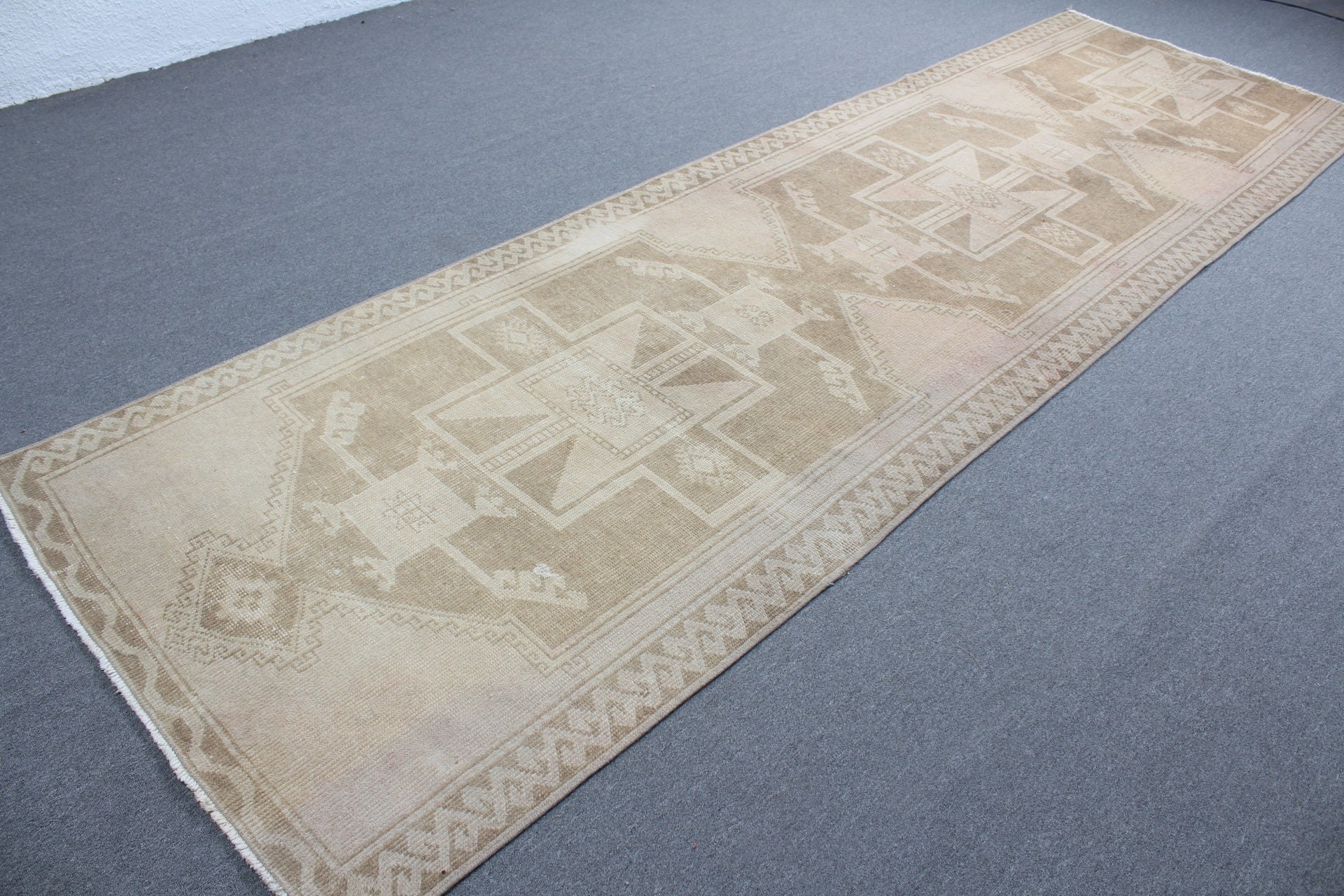 Rugs for Kitchen, Turkish Rug, Beige Kitchen Rug, 3.8x12.6 ft Runner Rugs, Wool Rug, Vintage Rug, Ethnic Rug, Corridor Rug, Cool Rugs