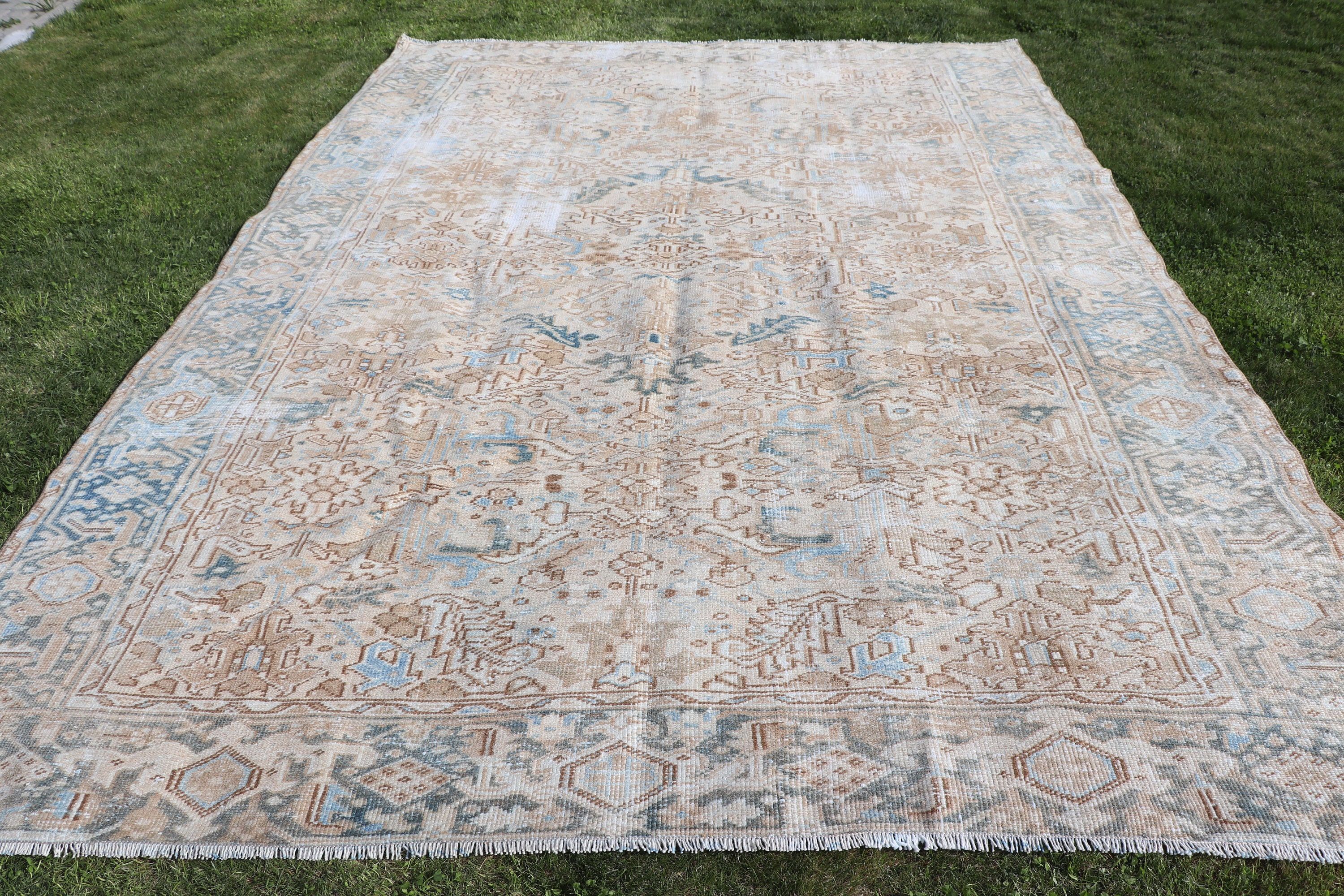 Salon Rug, Saloon Rug, Vintage Rug, Rugs for Saloon, Neutral Rug, 7.8x10.7 ft Oversize Rug, Bronze Wool Rug, Kitchen Rug, Turkish Rug