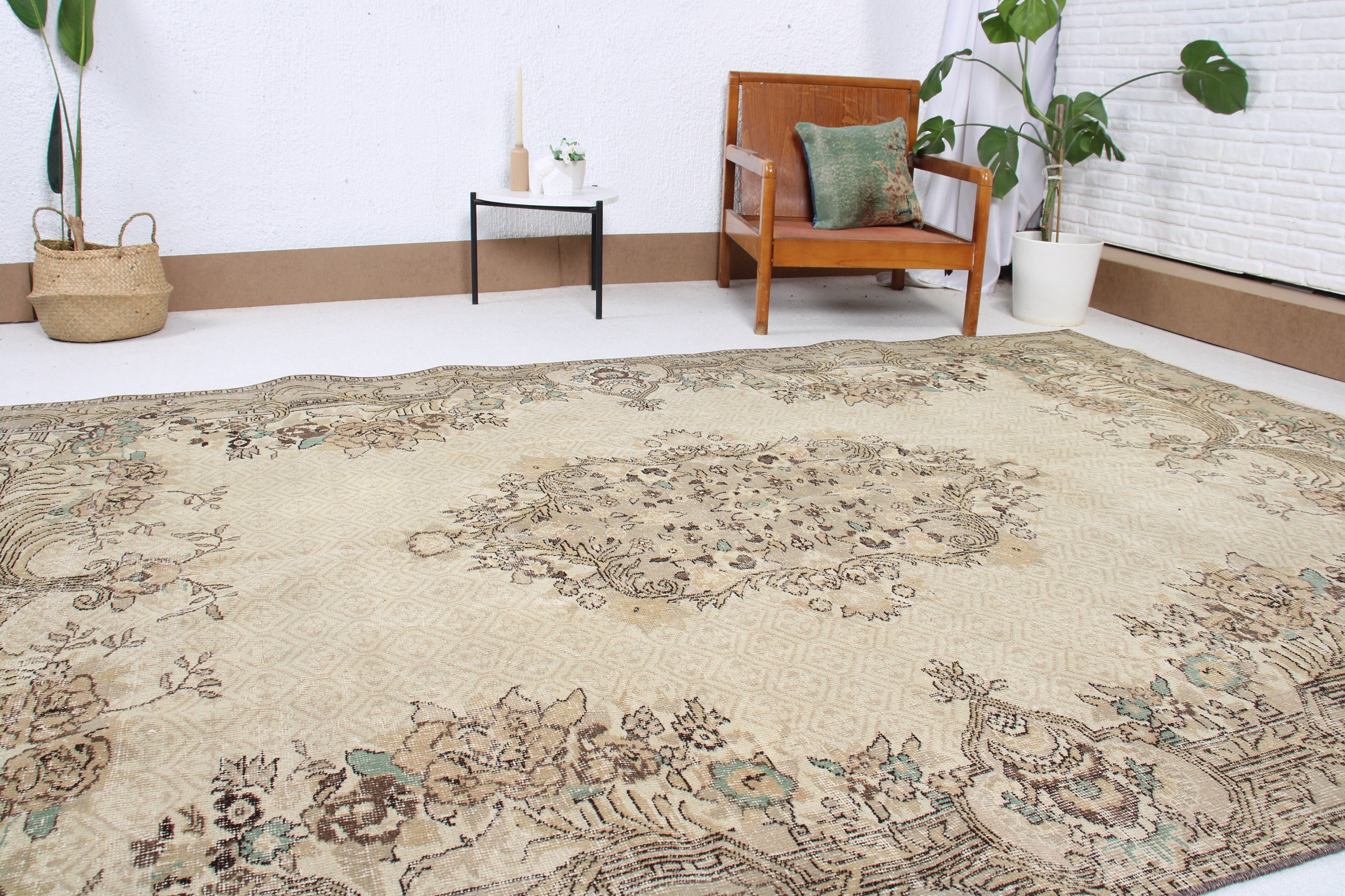 Oryantal Halı, Türk Halısı, Vintage Halılar, Mutfak Halıları, Yemek Odası Halıları, Bej Modern Halılar, 6,8x10,2 ft Büyük Halılar, Büyük Boho Halıları