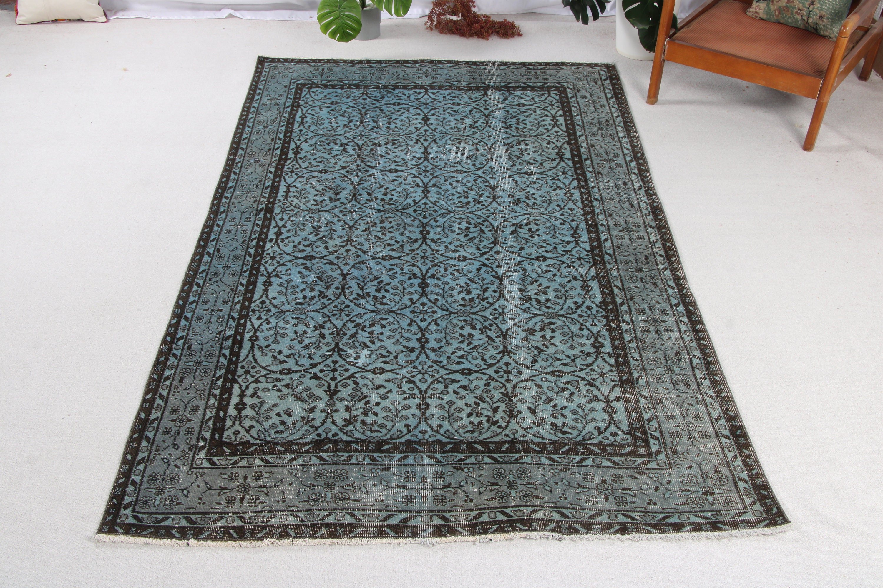 Fas Halıları, Yemek Odası Halıları, Türk Halısı, Mavi Yatak Odası Halısı, El Yapımı Halı, Büyük Vintage Halı, Boho Halısı, Vintage Halı, 5x8,3 ft Büyük Halı