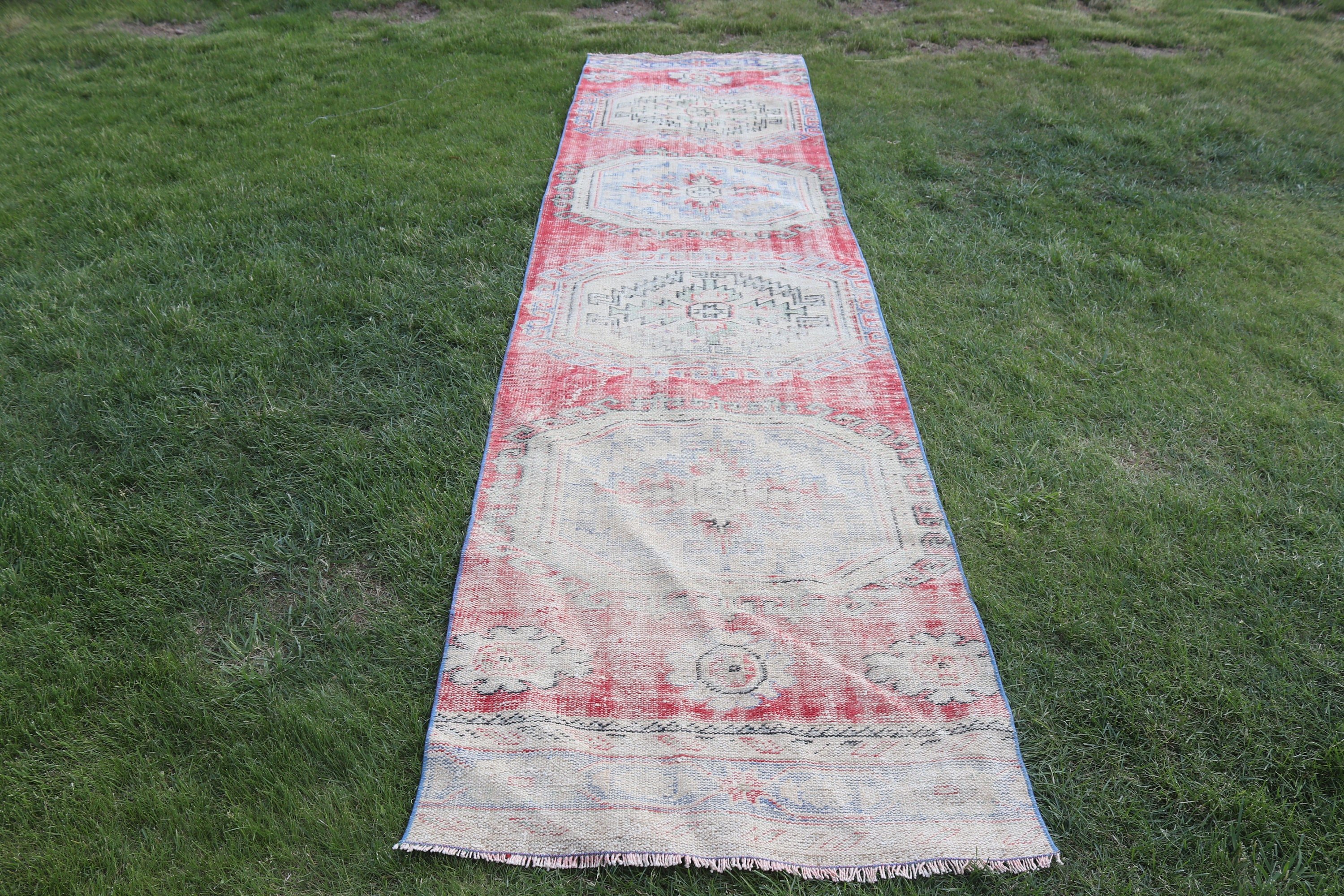 3x12.4 ft Runner Halı, Antika Halı, Mutfak Halısı, Yer Halısı, Yün Halılar, Beni Ourain Runner Halıları, Bej Modern Halı, Vintage Halılar, Türk Halısı