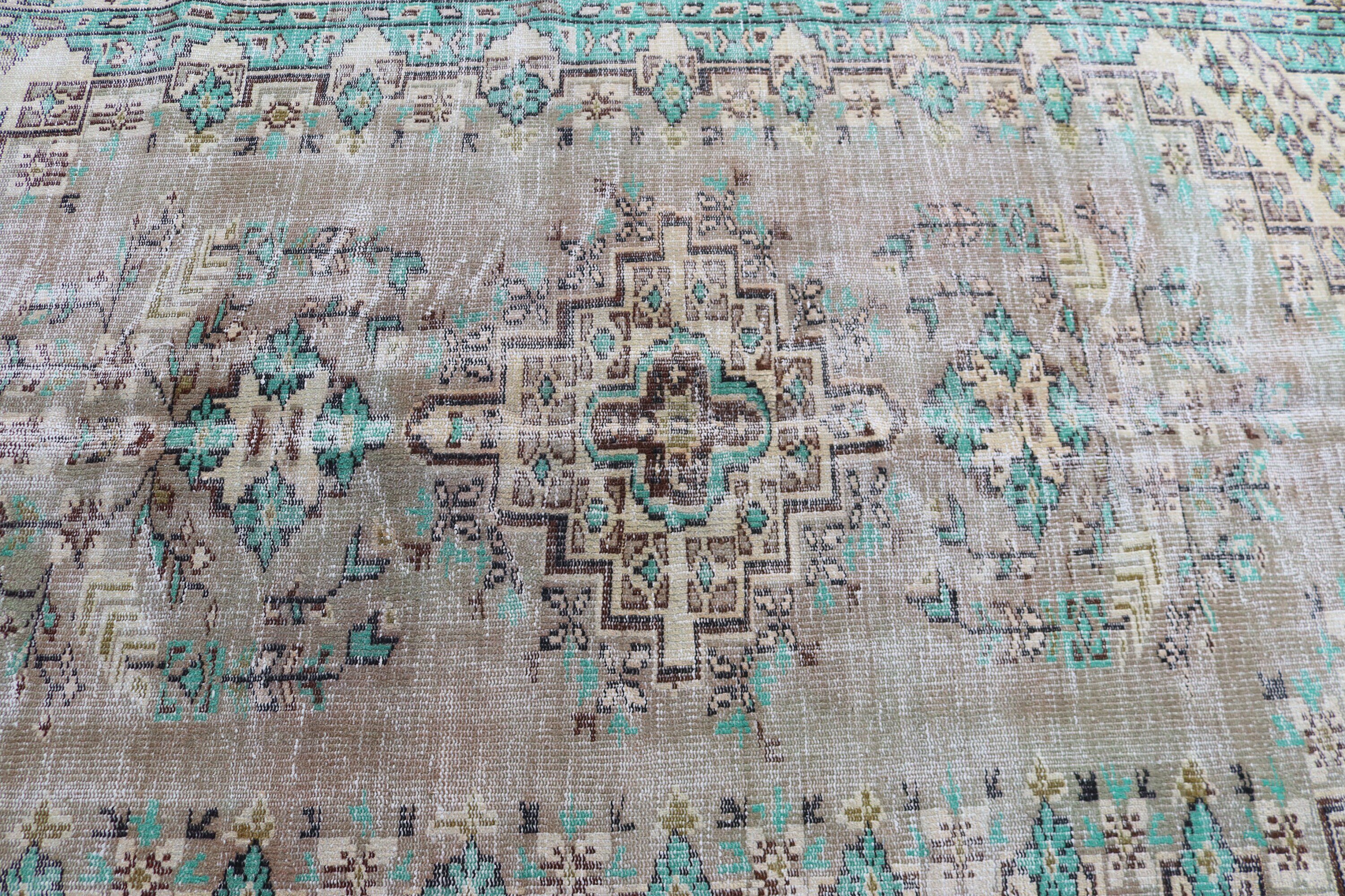 Turkish Rugs, Office Rugs, Large Boho Rugs, Vintage Rug, Salon Rug, Moroccan Rugs, 6x9.7 ft Large Rug, Flatweave Rug, Green Moroccan Rug