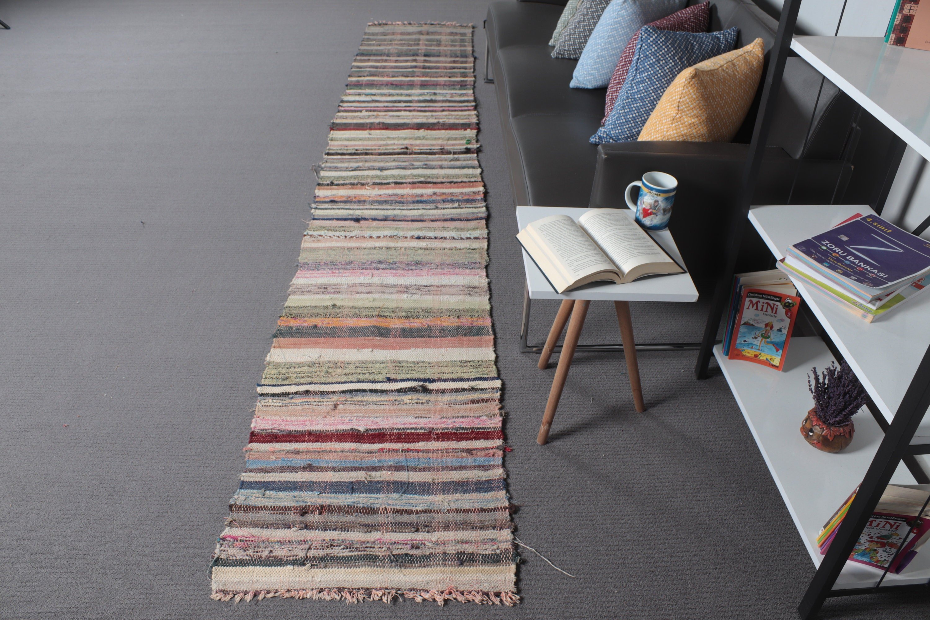 Estetik Halı, Bej Düz Dokuma Halı, Merdiven Halısı, 1.9x11.8 ft Runner Halıları, Oryantal Halı, Lüks Halı, Koridor Halıları, Vintage Halı, Türk Halıları