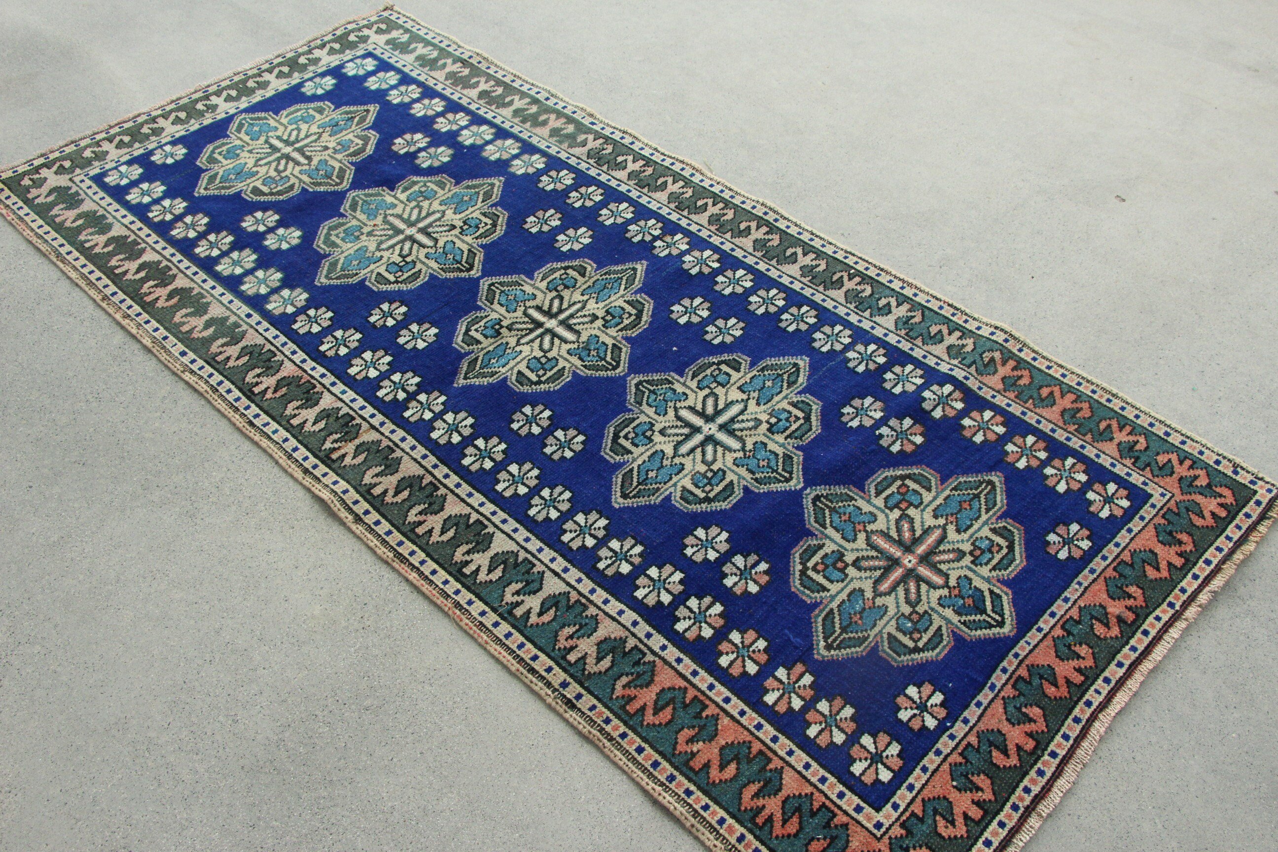 Vintage Rug, Cool Rug, Floor Rug, Art Rug, Entry Rug, Bedroom Rug, Turkish Rugs, 2.9x6.2 ft Accent Rug, Rugs for Entry, Blue Anatolian Rugs