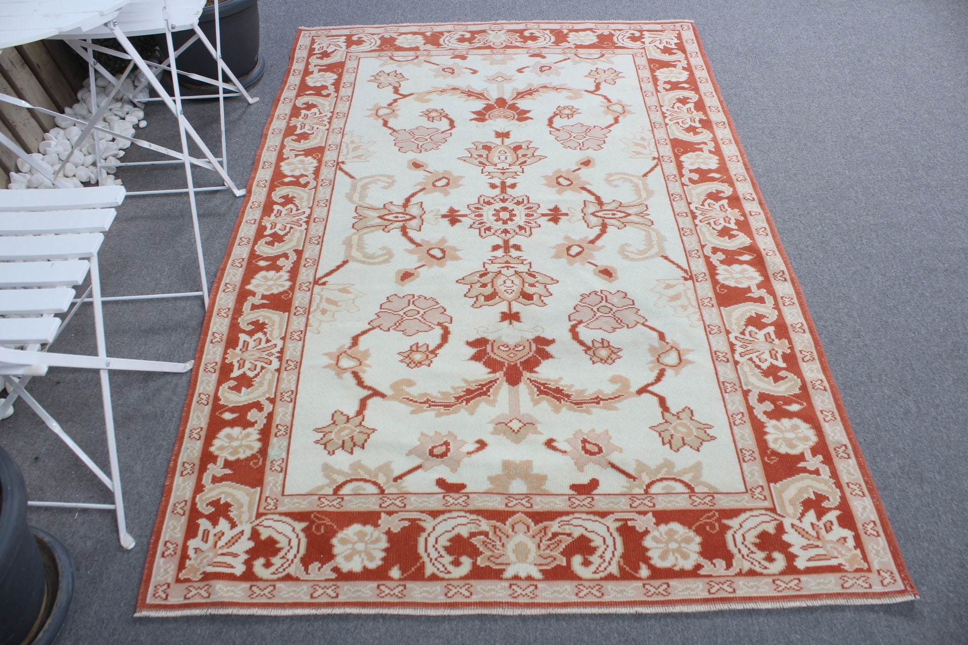 Kitchen Rug, Cute Rug, Turkish Rug, 4.4x6.6 ft Area Rugs, Dining Room Rugs, Vintage Rug, Art Rug, Rugs for Indoor, Red Cool Rugs, Floor Rug