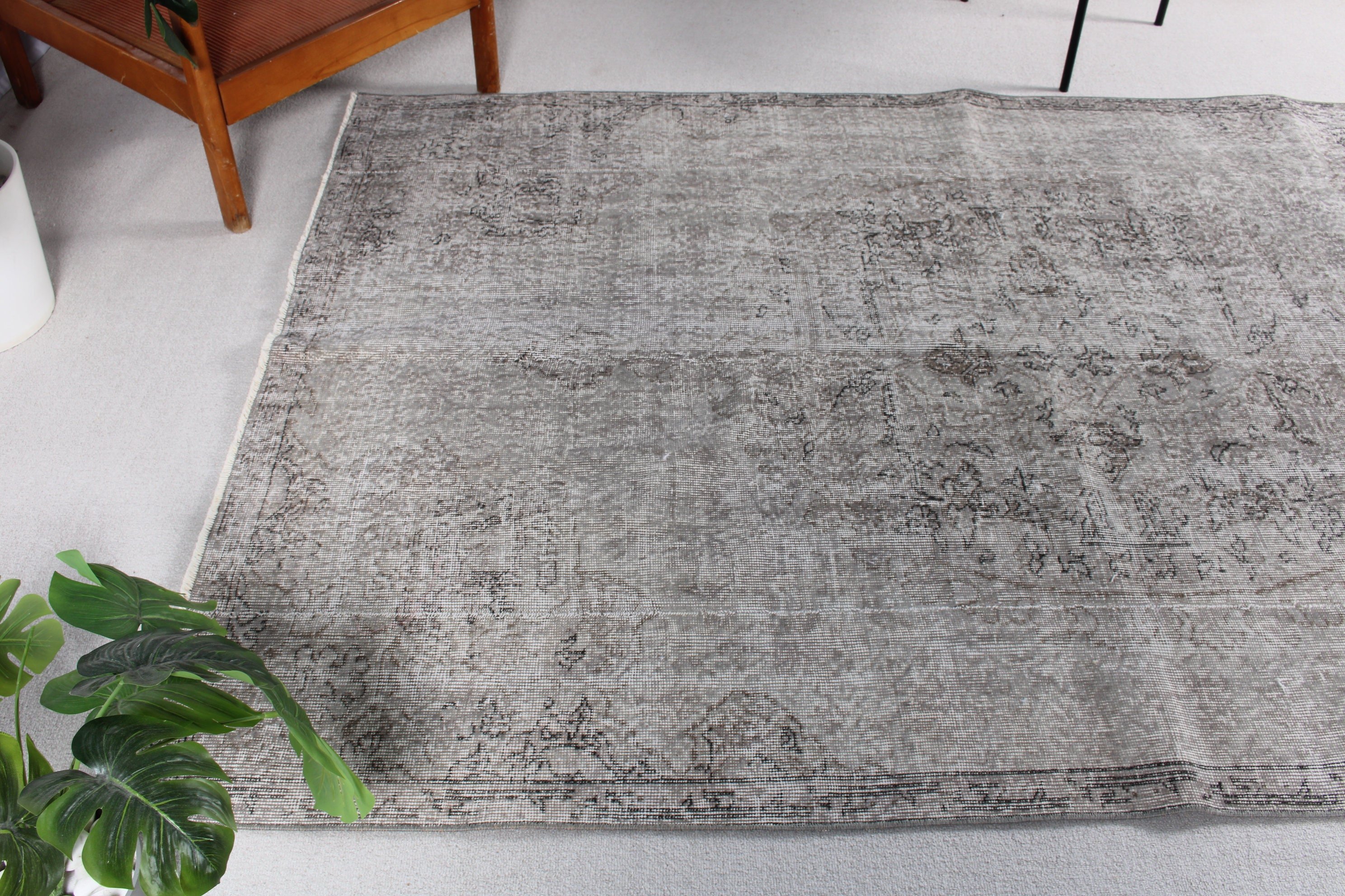 Turkish Rugs, 5.3x8.1 ft Large Rugs, Gray Cool Rug, Large Oushak Rugs, Floor Rug, Vintage Rug, Bedroom Rugs, Living Room Rugs, Exotic Rug