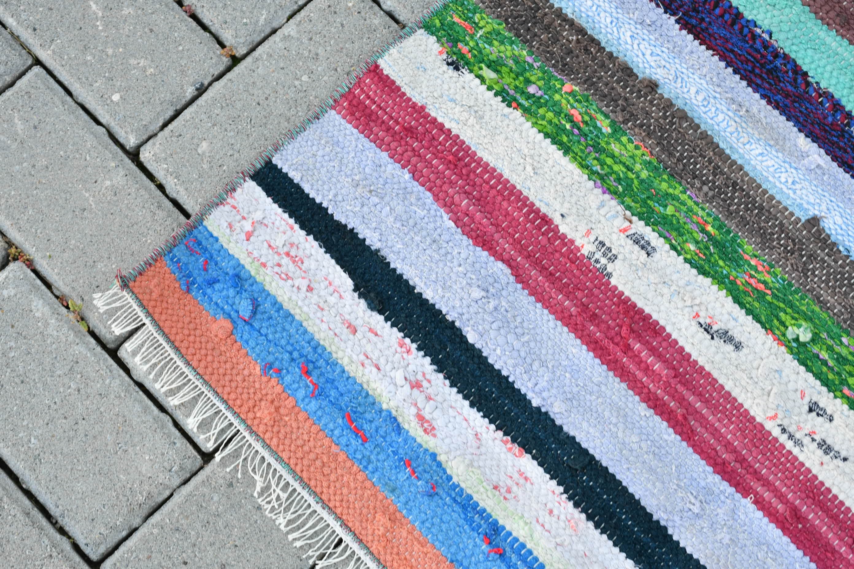 Wool Rug, 2.3x5.1 ft Small Rugs, Kitchen Rug, Kilim, Distressed Rug, Vintage Rugs, Turkish Rug, Rainbow Wool Rugs, Cool Rugs, Nursery Rug