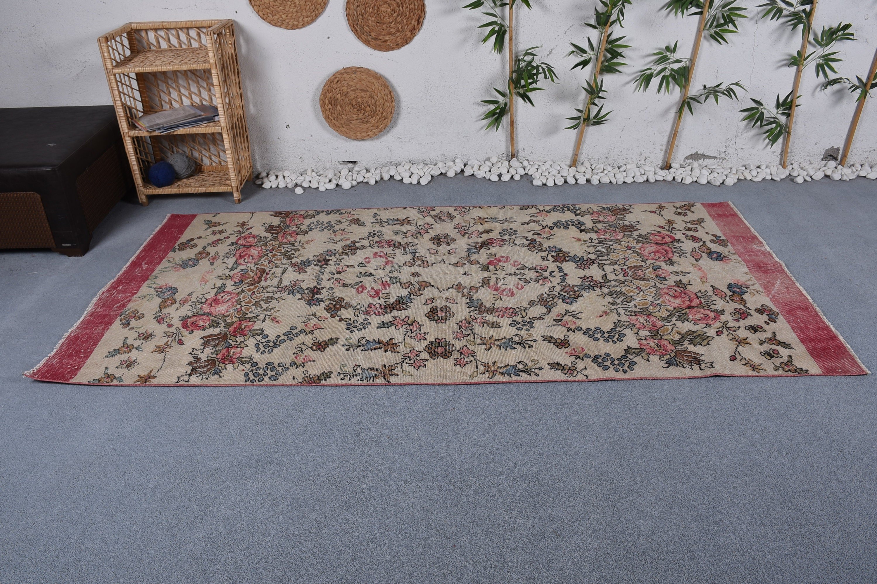Anatolian Rug, Living Room Rug, Dorm Rug, Turkish Rug, 4.1x8.6 ft Area Rugs, Vintage Rugs, Beige Antique Rugs, Dining Room Rugs, Cool Rugs