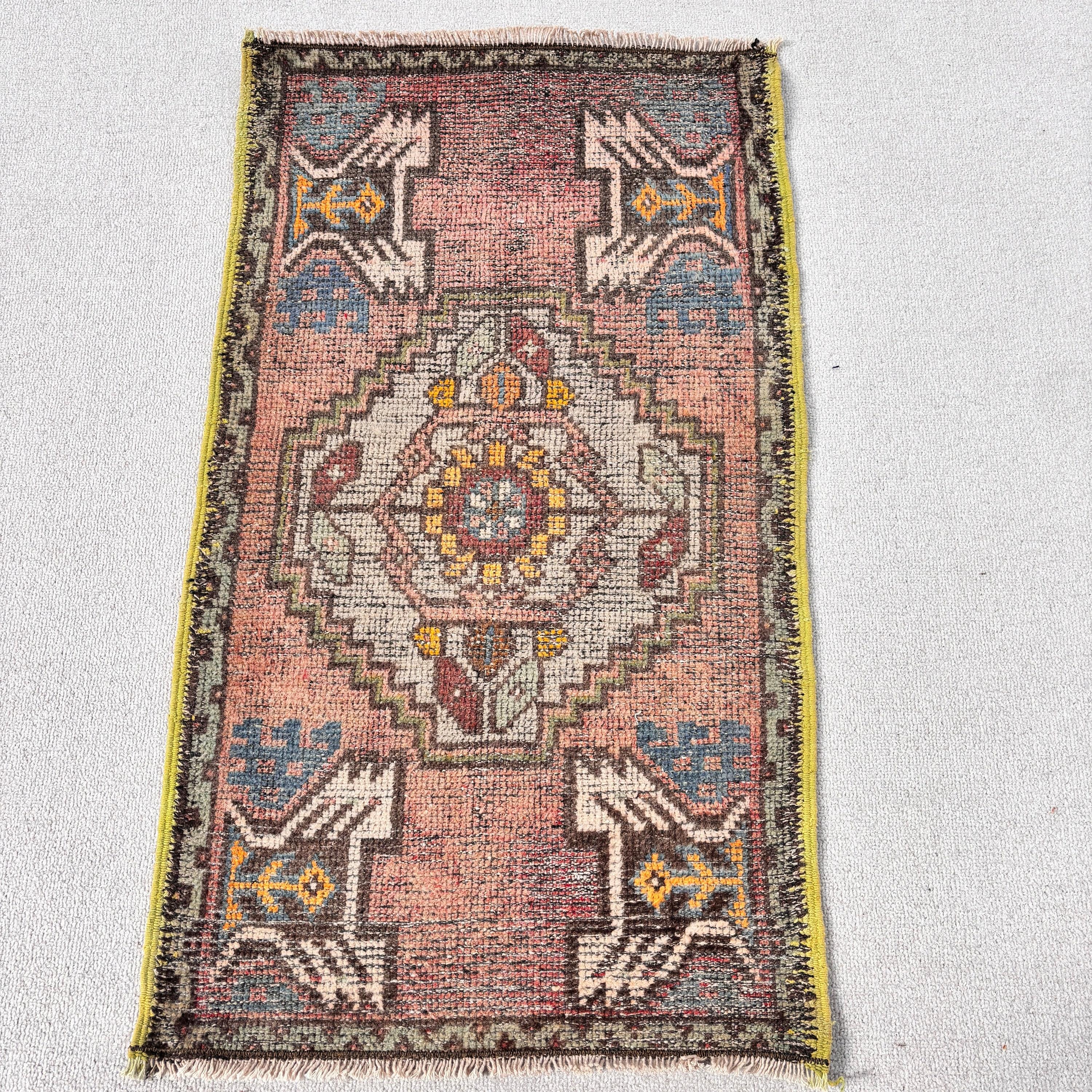 Banyo Halısı, Vintage Dekor Halısı, Pembe Düz Dokuma Halılar, Düz Dokuma Halılar, 1.7x3 ft Küçük Halı, Araba Paspas Halıları, Mutfak Halıları, Türk Halısı, Vintage Halılar