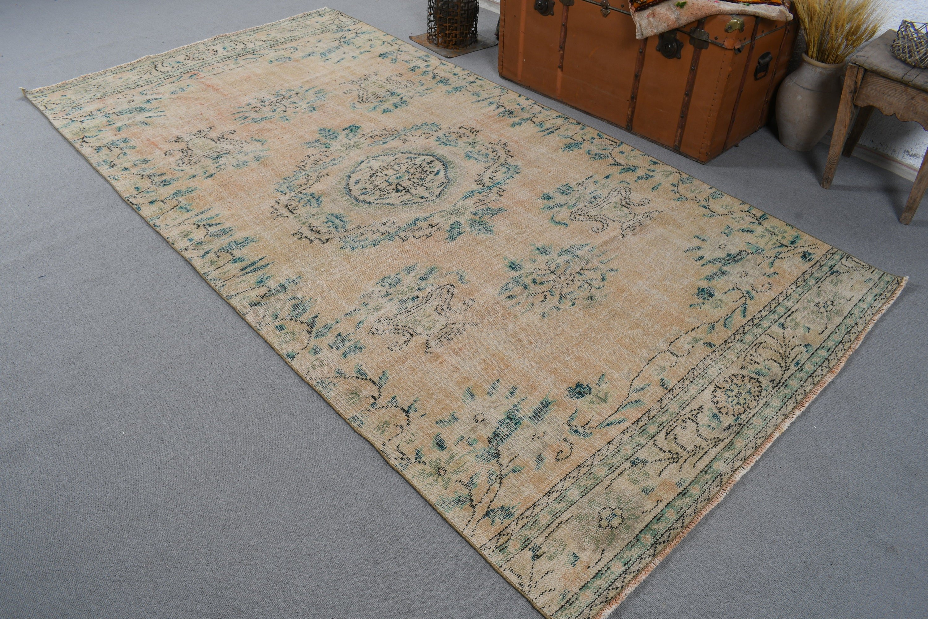 Antika Halılar, Vintage Halı, Yatak Odası Halısı, Büyük Vintage Halılar, Bej Anadolu Halıları, 4.8x9.4 ft Büyük Halı, Türk Halıları, Düz Dokuma Halı