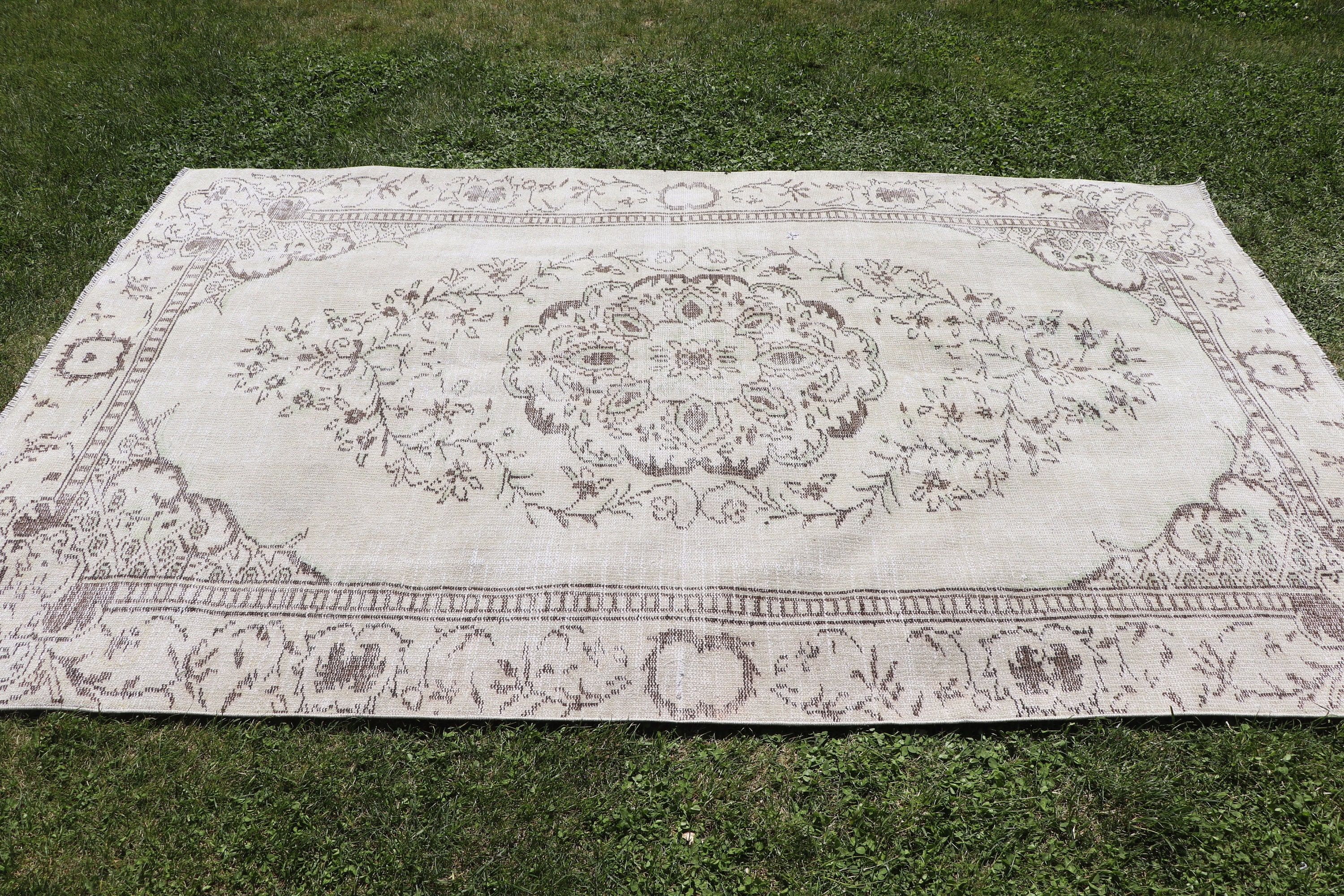 Türk Halıları, Yün Halılar, Vintage Halı, Boho Halılar, Nötr Halılar, Büyük Vintage Halı, Yeşil Fas Halıları, 5.2x8.5 ft Büyük Halı, Yatak Odası Halıları