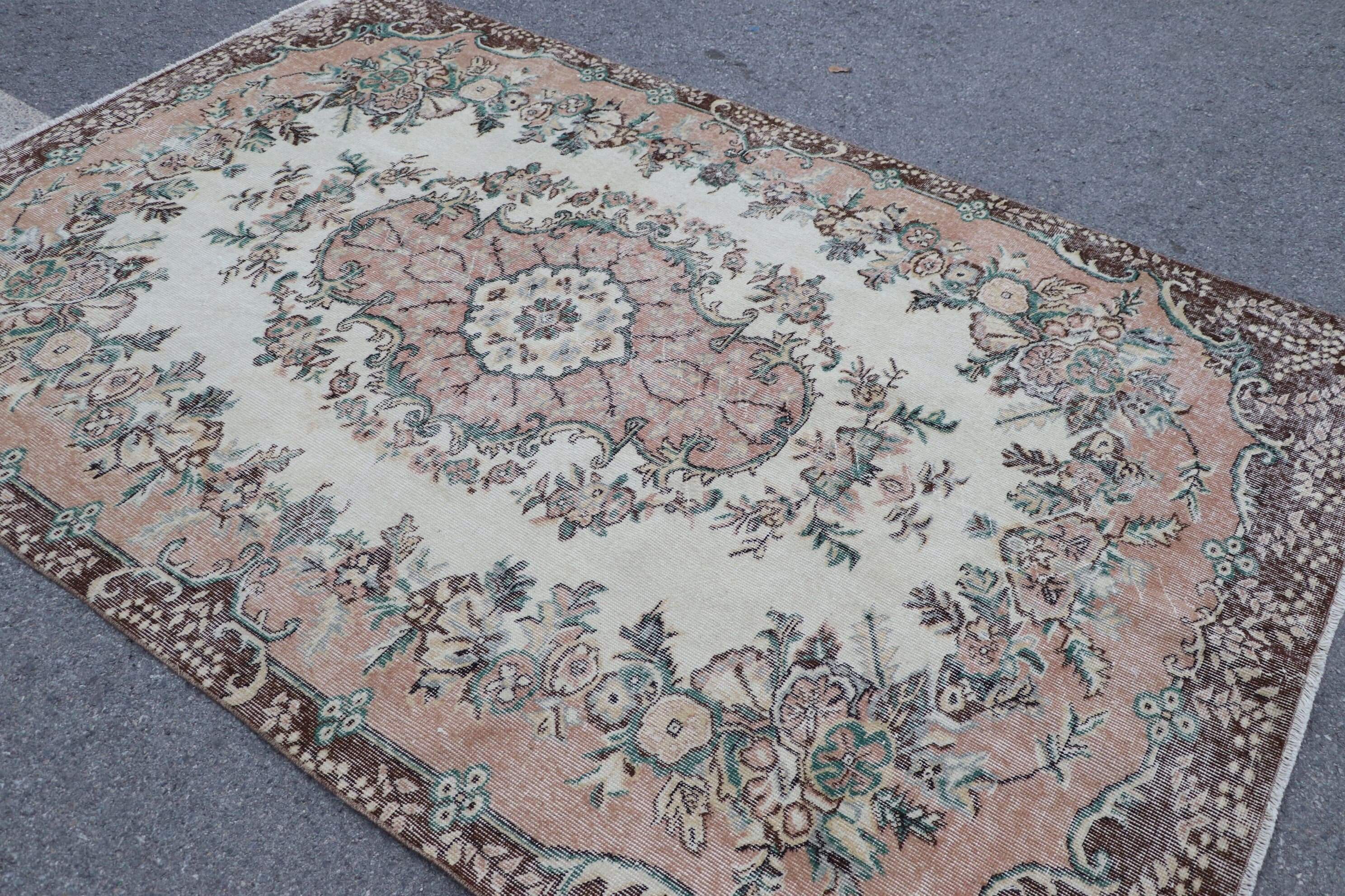 5.6x8.8 ft Large Rug, Turkish Rug, Living Room Rug, Oriental Rugs, Rugs for Salon, Cool Rugs, Vintage Rug, Bedroom Rugs, Beige Cool Rug