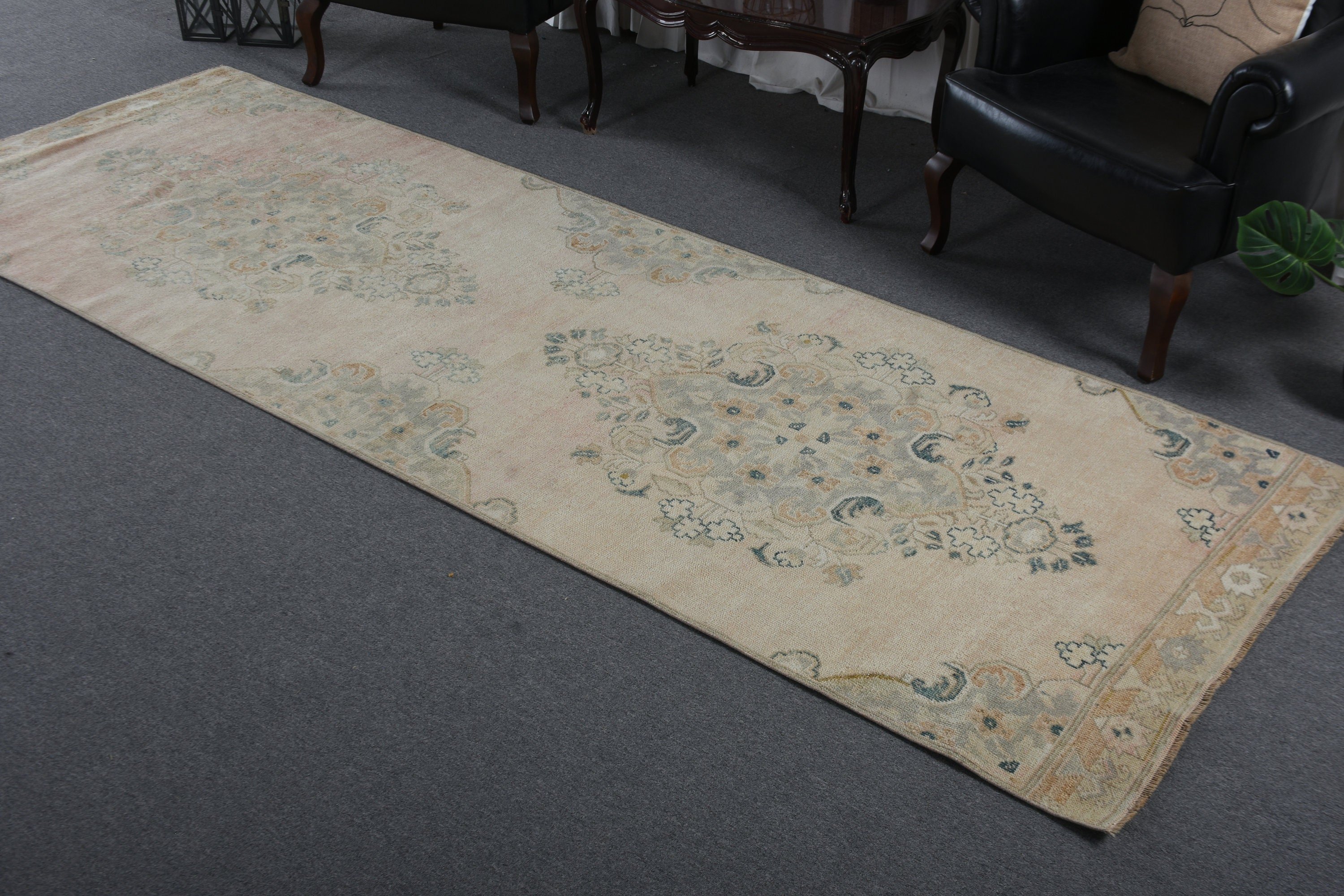 Koridor Halıları, Koridor Halıları, Vintage Halı, Oushak Halı, Türk Halısı, 3.7x11 ft Runner Halıları, Sevimli Halılar, Kahverengi Ev Dekorasyonu Halıları, Antika Halı