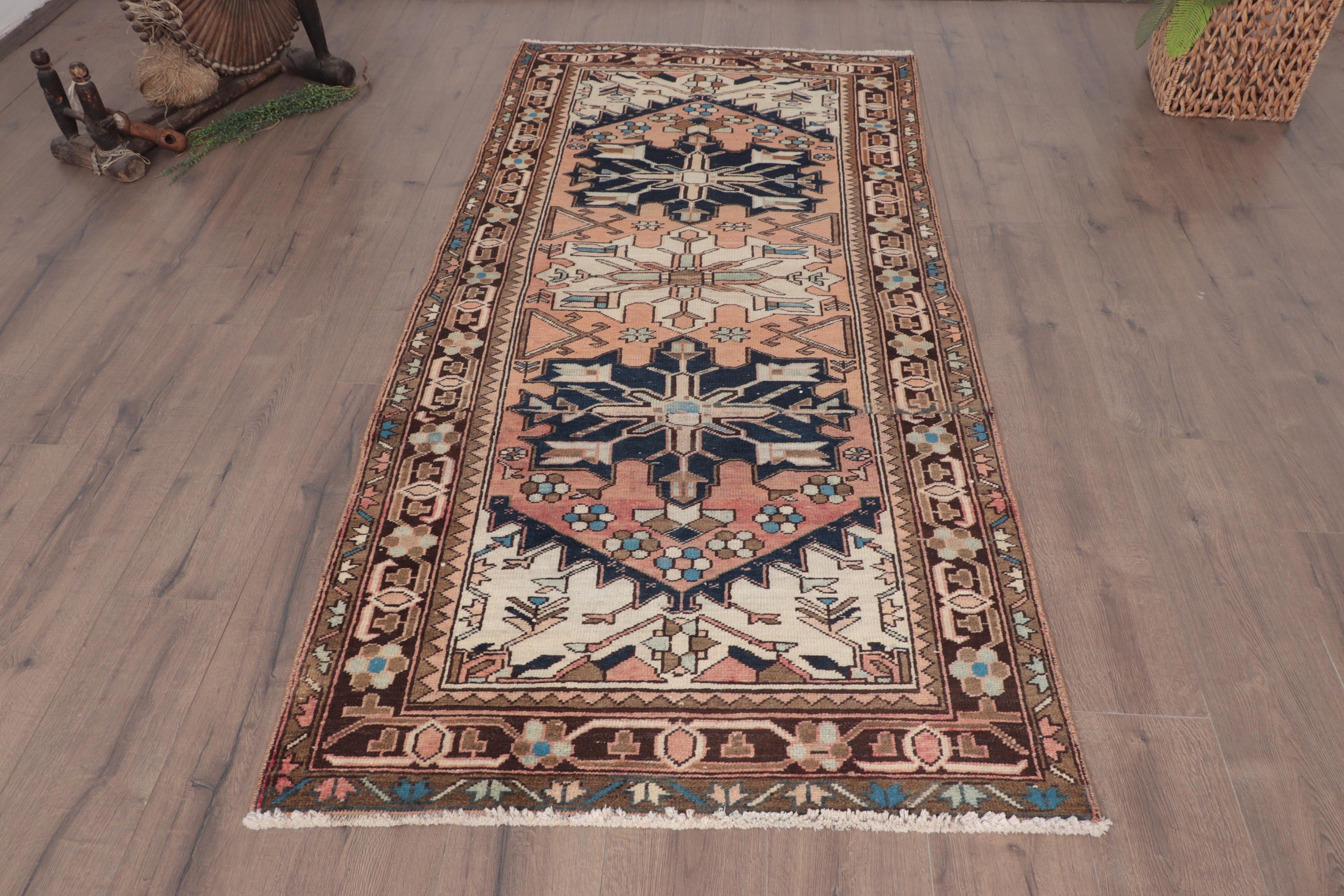 Türk Halısı, Oryantal Halı, Boho Halısı, Bej Açıklama Halıları, Vintage Halılar, 3,4x7,2 ft Alan Halısı, Yemek Odası Halısı, Oturma Odası Halıları, Havalı Halılar