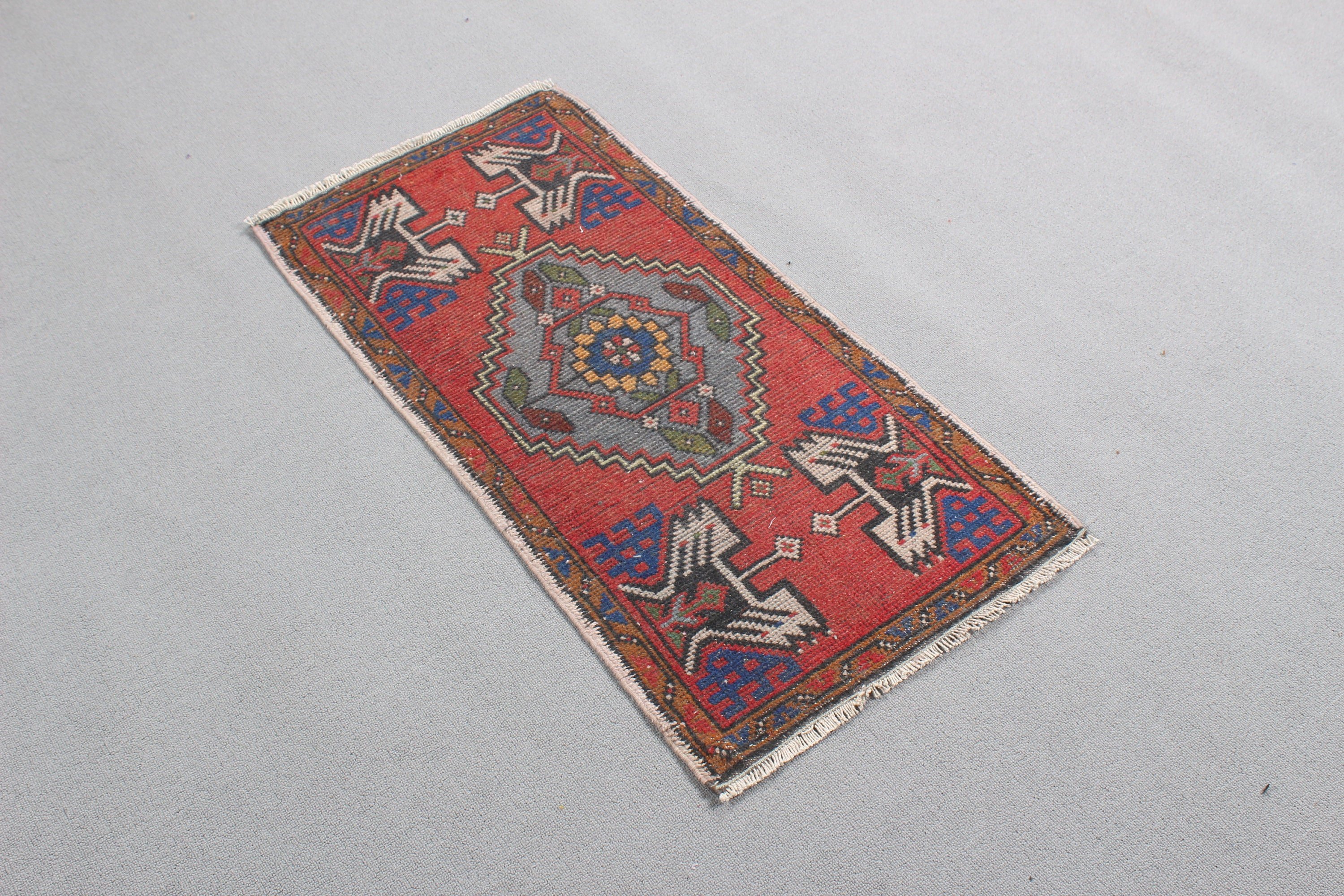 Kırmızı Mutfak Halısı, Duvara Asılı Halı, 1.6x3.3 ft Küçük Halılar, Banyo Halısı, Yatak Odası Halısı, Vintage Halı, Ev Dekor Halısı, Türk Halısı, El Yapımı Halı