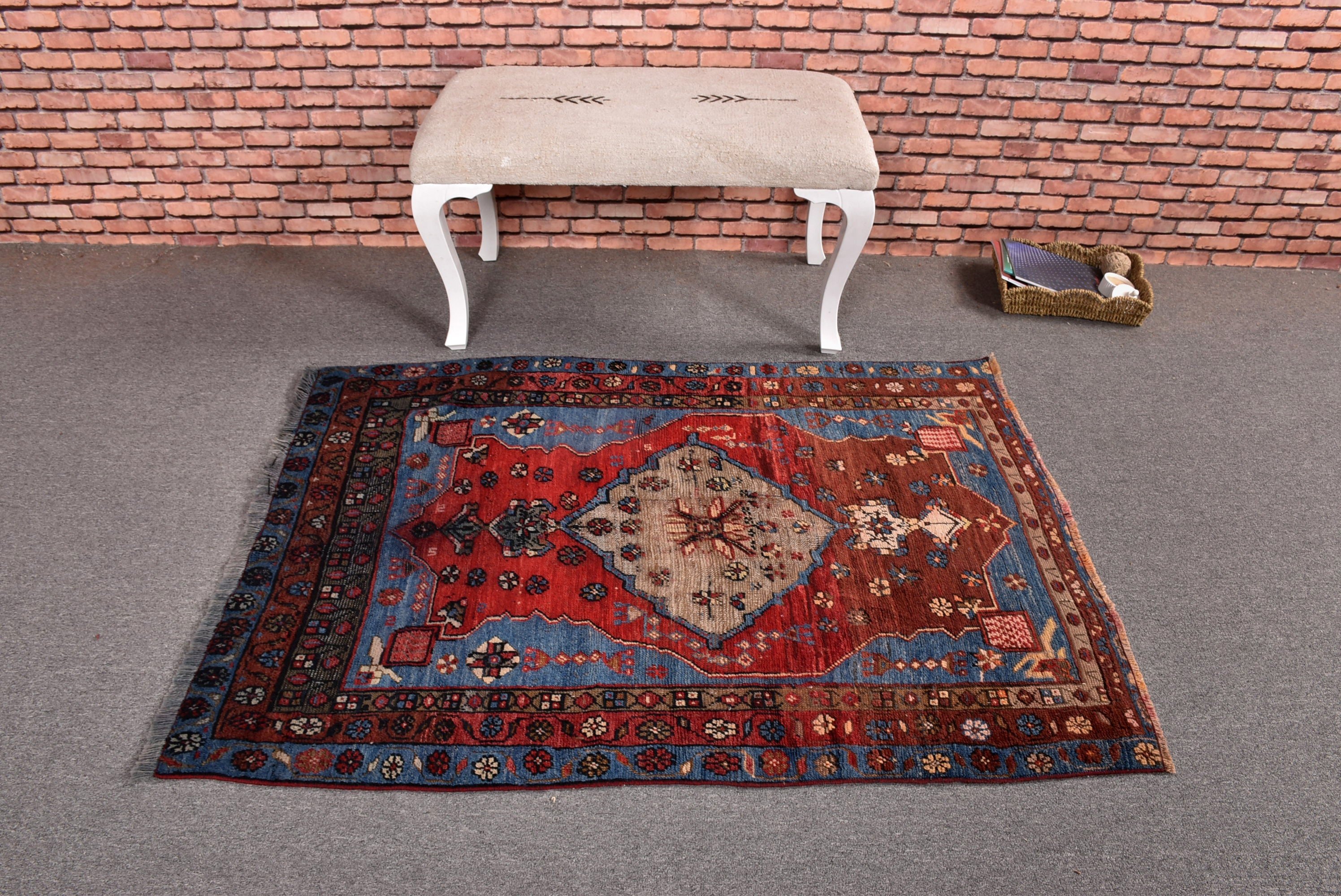 Vintage Halılar, Yer Halısı, Sanatsal Halı, Türk Halıları, Modern Halı, Yatak Odası Halısı, Kırmızı Düz ​​Dokuma Halı, Çocuk Odası Halıları, 3,4x4,7 ft Accent Halılar