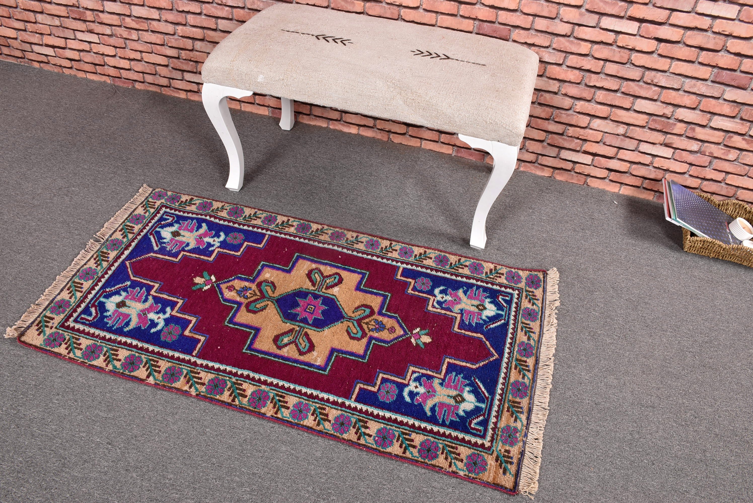 Yer Halısı, El Yapımı Halı, Mor Ev Dekorasyonu Halısı, Modern Halılar, Vintage Halı, 2.3x4.2 ft Küçük Halı, Araba Paspas Halıları, Küçük Alan Halıları, Türk Halısı