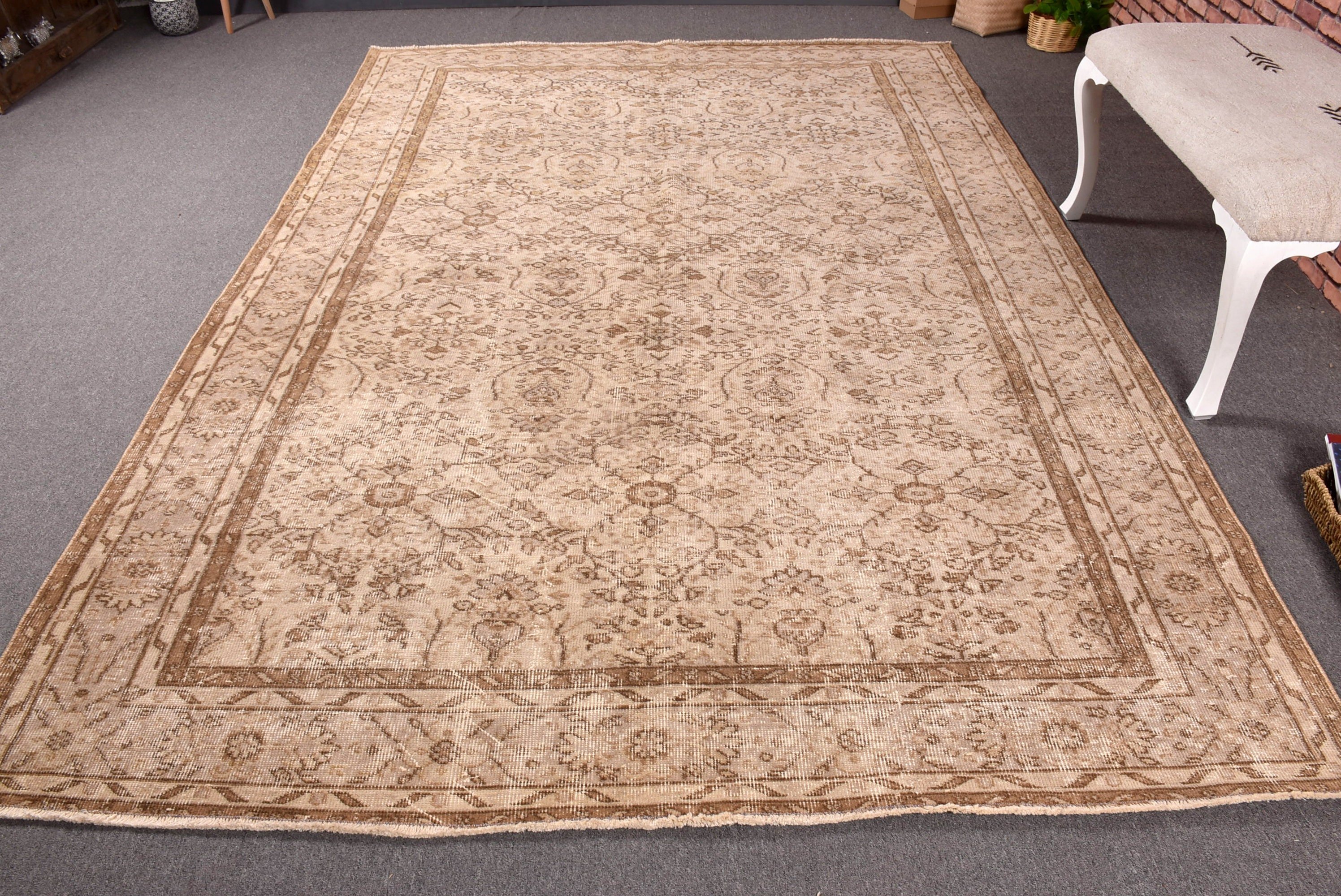 Living Room Rug, Floor Rugs, 6.5x9.5 ft Large Rugs, Beige Cool Rug, Rugs for Dining Room, Salon Rug, Turkish Rug, Vintage Rugs, Luxury Rug