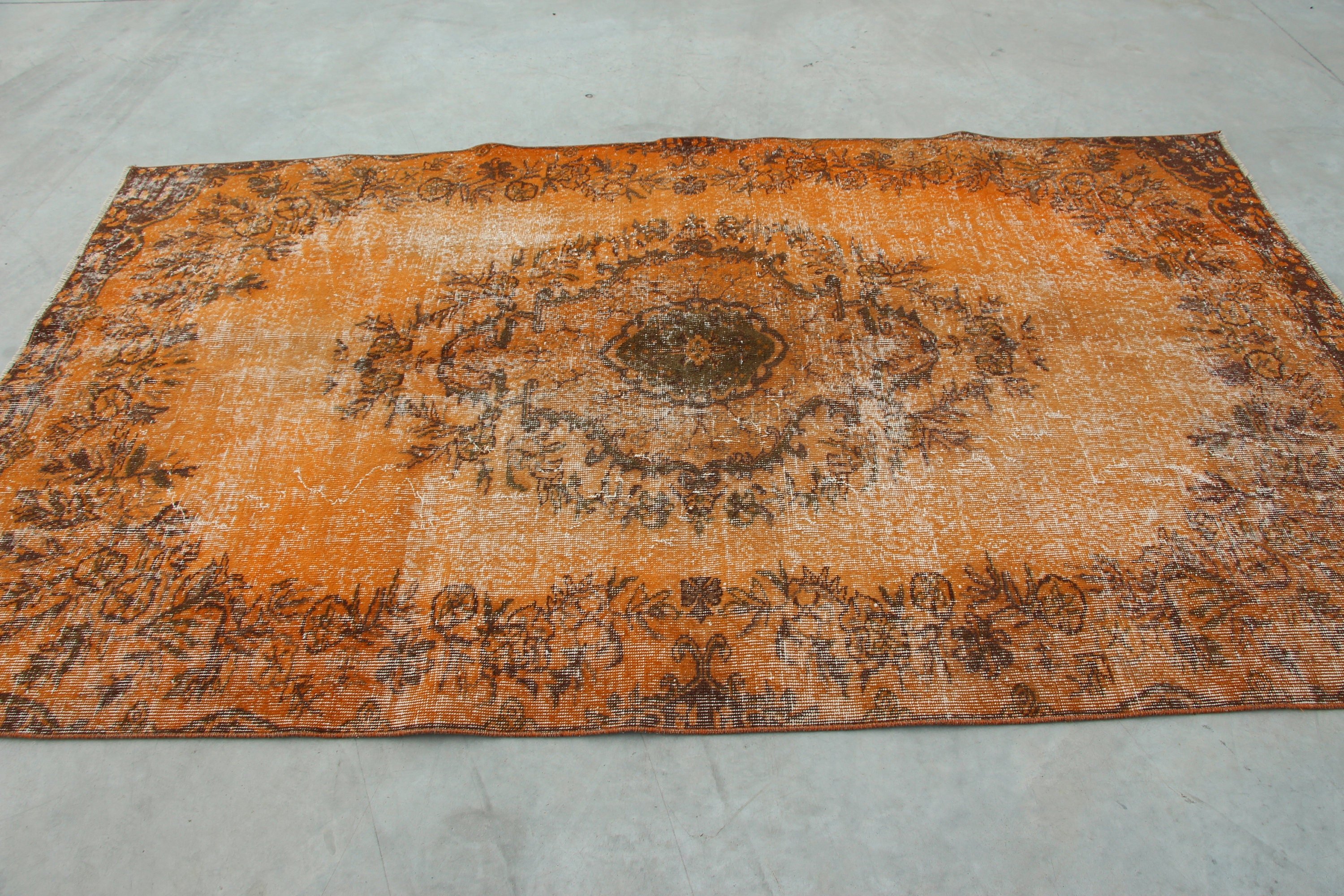 Turkish Rugs, Kitchen Rugs, Bedroom Rug, Designer Rug, Dining Room Rug, 5x8.4 ft Large Rug, Vintage Rugs, Moroccan Rug, Orange Moroccan Rug