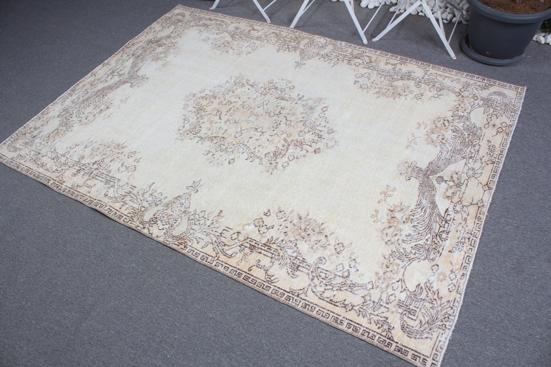 Vintage Rug, Wool Rugs, Bedroom Rug, Kitchen Rug, Beige Home Decor Rug, Decorative Rug, Rugs for Bedroom, 4.8x6.7 ft Area Rugs, Turkish Rug