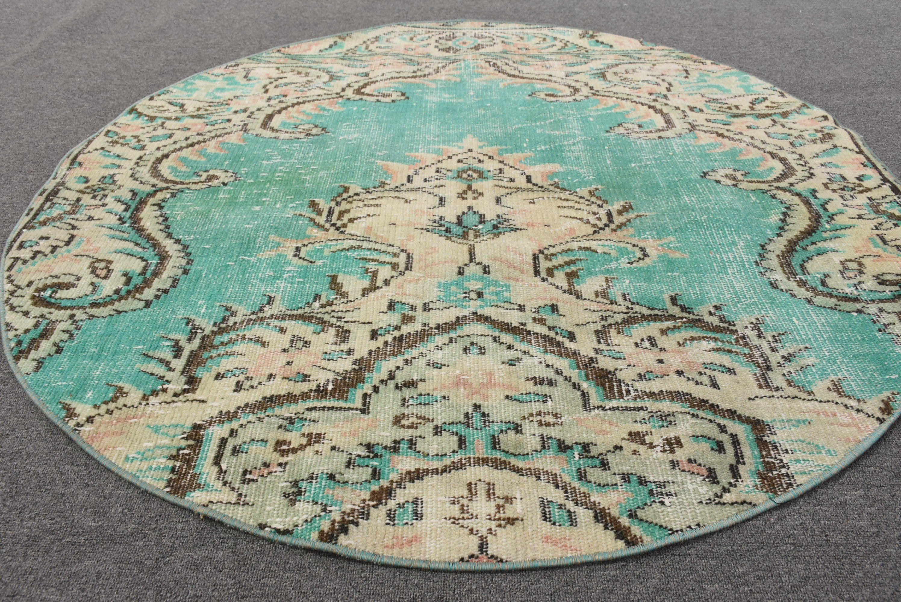 Oriental Rug, Bedroom Rug, Rugs for Bedroom, Green Kitchen Rug, Eclectic Rugs, Turkish Rug, 4.2x4.2 ft Accent Rug, Entry Rug, Vintage Rugs