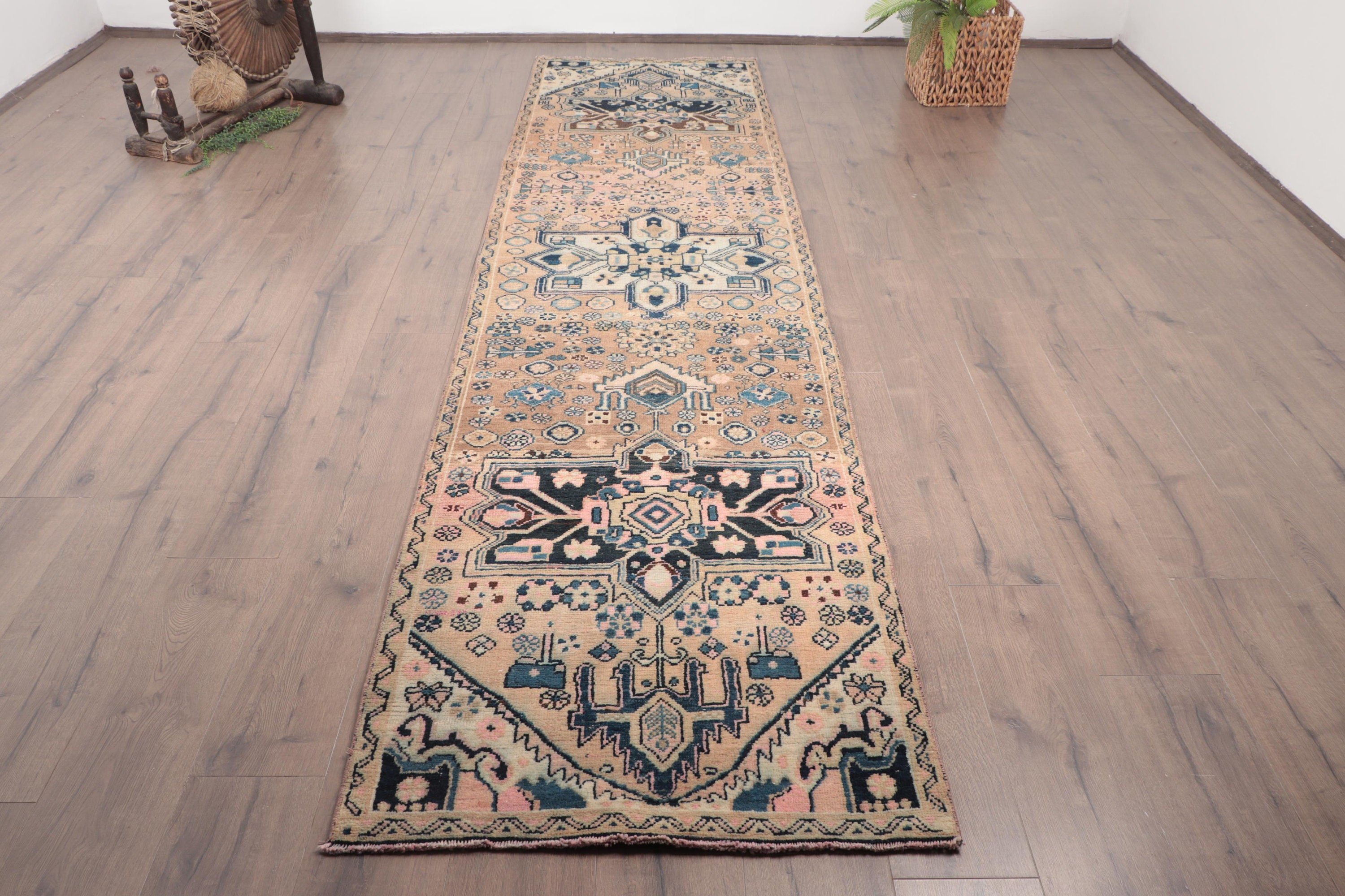 2.8x10.9 ft Runner Halıları, Antika Halılar, Merdiven Halısı, Türk Halıları, Siyah Yer Halısı, Vintage Halı, Geleneksel Halı, Koridor Halısı