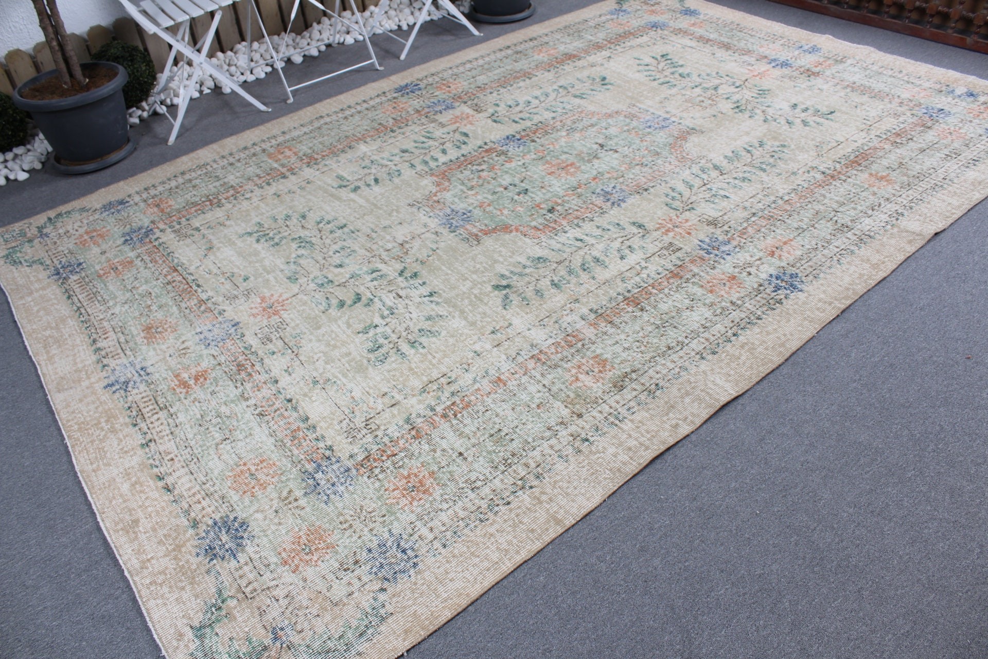 Antique Rug, Saloon Rug, Vintage Rugs, Old Rug, Turkish Rugs, 7.1x11 ft Oversize Rugs, Dining Room Rug, Green Anatolian Rugs