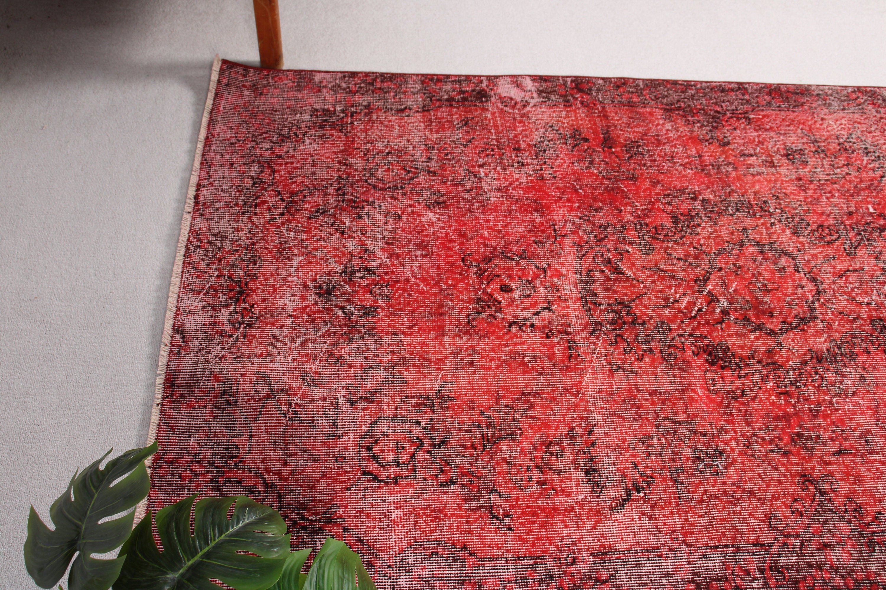 Turkish Rug, Oriental Rug, Vintage Rug, 3.7x6.8 ft Area Rug, Rugs for Floor, Red Geometric Rugs, Kitchen Rug, Floor Rug, Home Decor Rugs