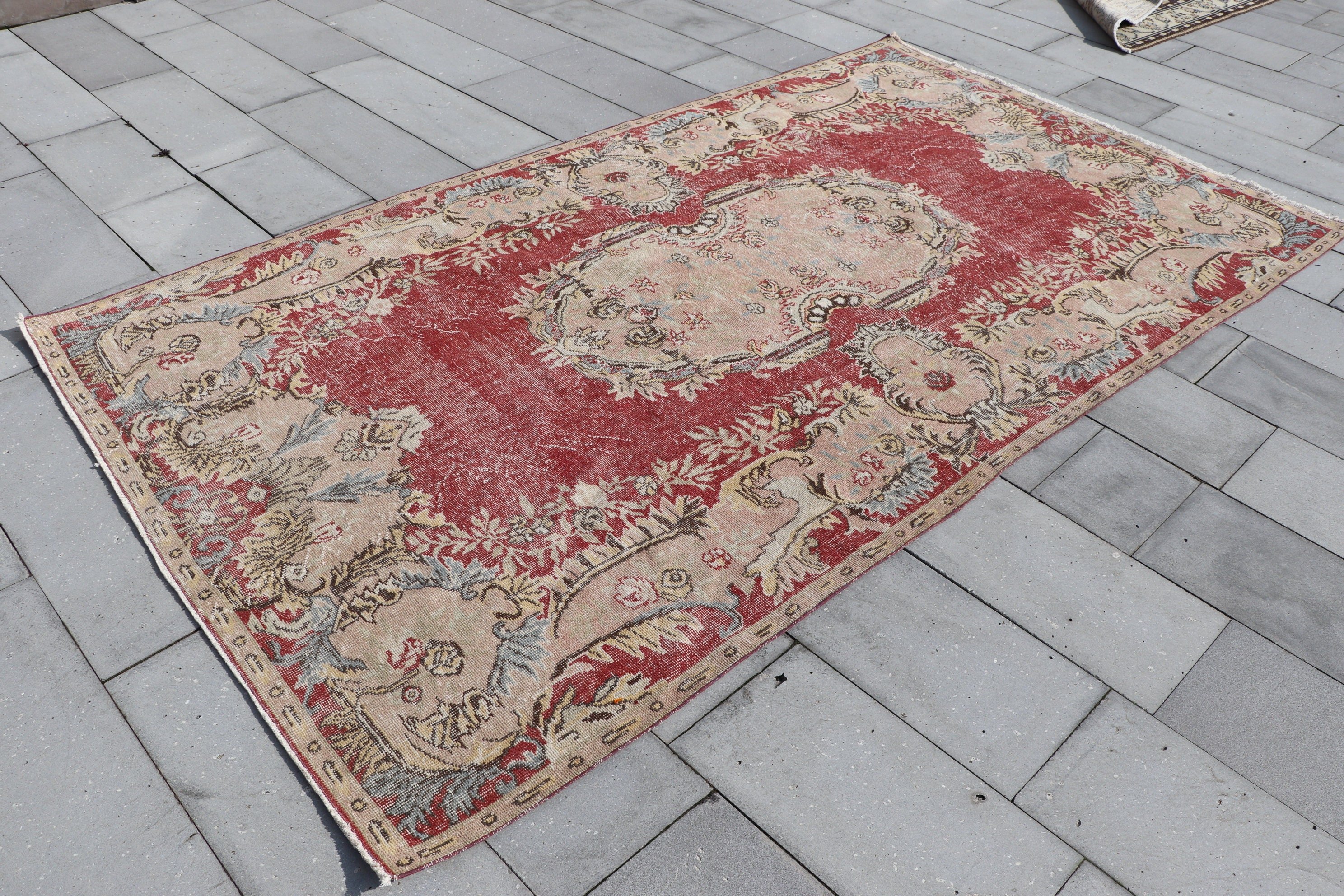 Bedroom Rug, Salon Rugs, Vintage Rug, Rugs for Salon, Oushak Rug, Turkish Rug, Anatolian Rug, Red  5.7x9.8 ft Large Rugs