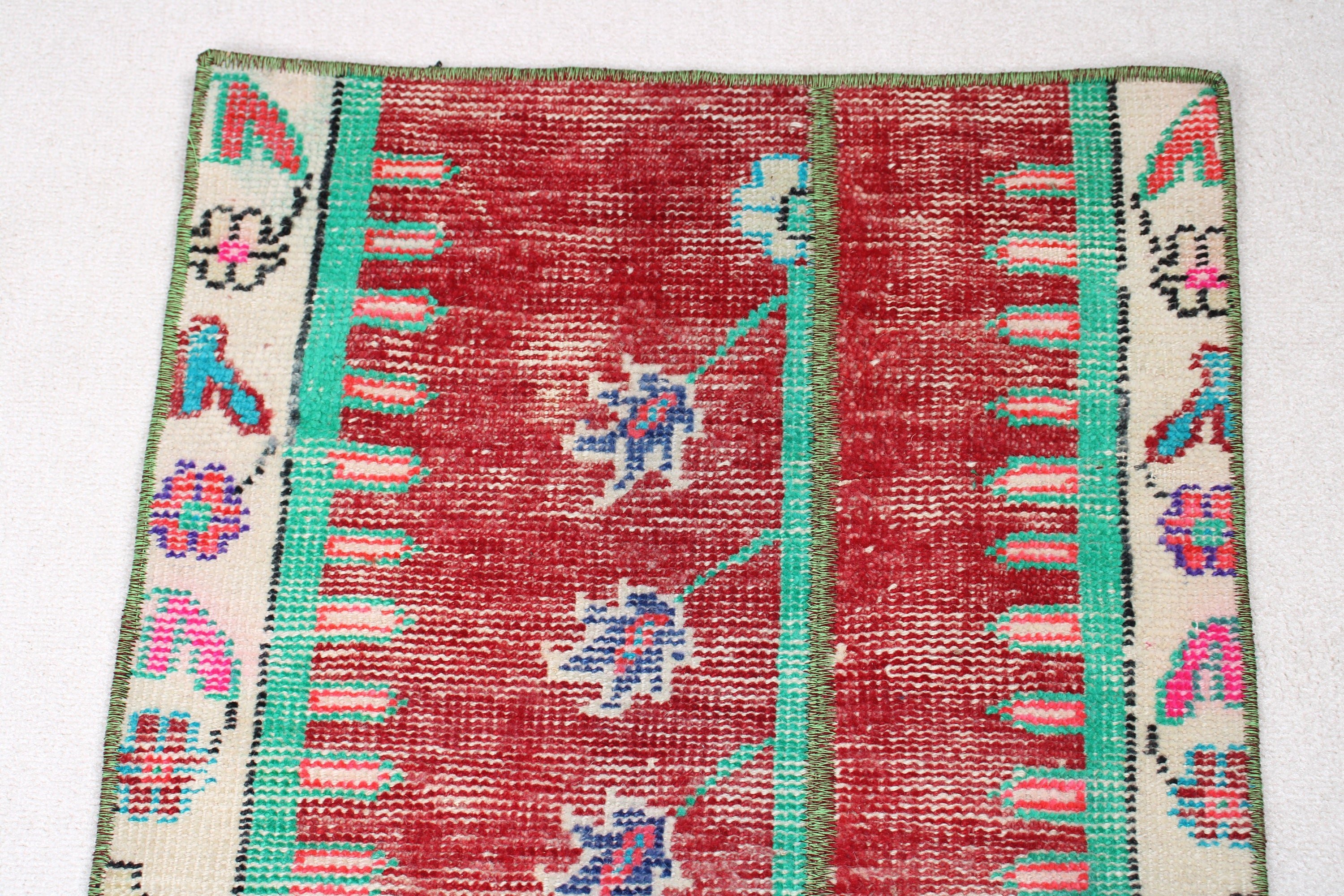 Giriş Halısı, 1.8x3.4 ft Küçük Halılar, Türk Halısı, Düz Dokuma Halılar, Küçük Boho Halıları, Yer Halısı, Araba Paspas Halısı, Vintage Halılar, Kırmızı Antika Halılar