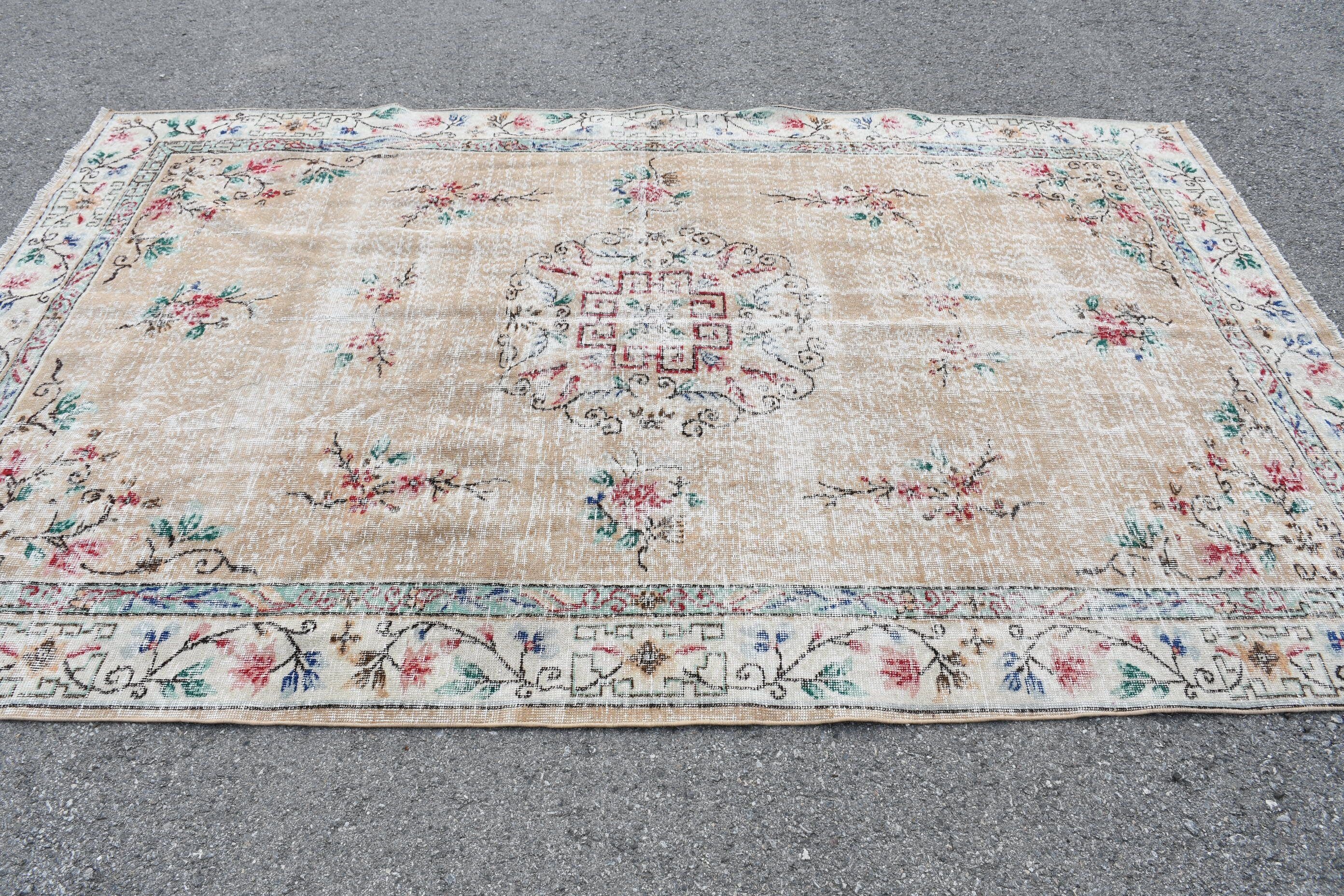 Vintage Halılar, Türk Halıları, 5.9x9.4 ft Büyük Halı, Yatak Odası Halısı, Kahverengi Havalı Halılar, Fas Halısı, Oturma Odası Halıları, Yemek Odası Halısı