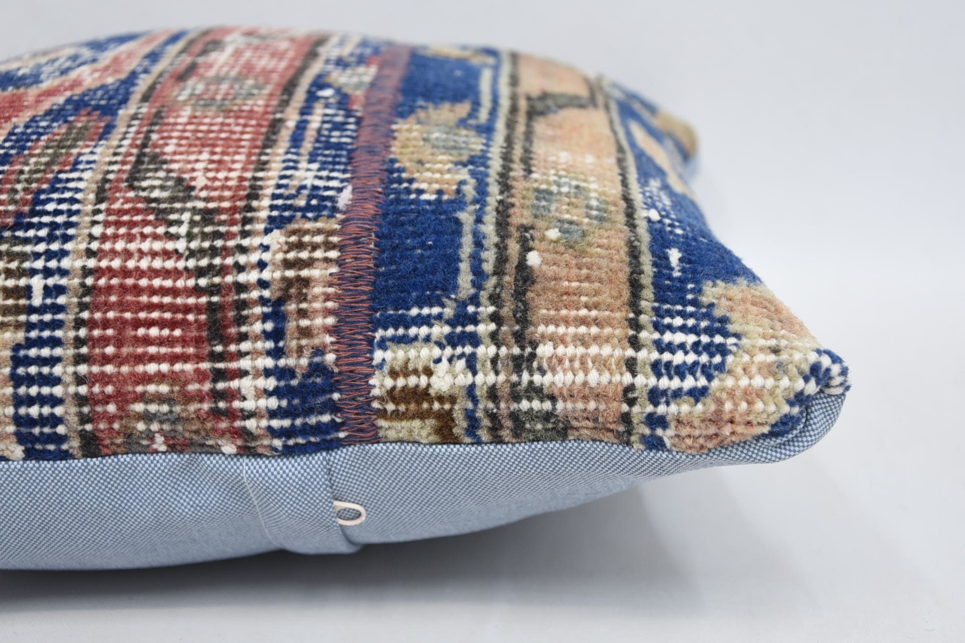 Outdoor Bolster Pillow Cover, Pillow for Couch, 14"x14" Blue Pillow Sham, Luxury Cushion Cover, Kilim Pillow, Handmade Kilim Cushion