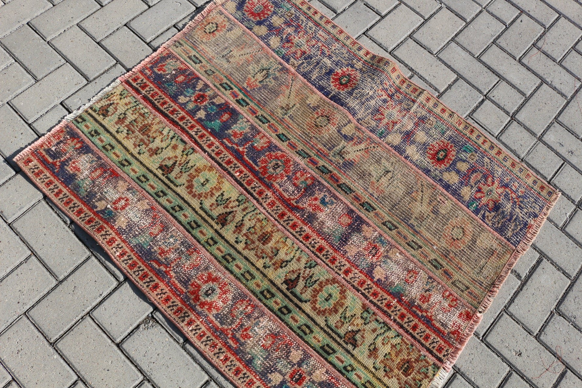 Blue Antique Rug, Car Mat Rug, 3.1x3.7 ft Small Rugs, Wool Rugs, Rugs for Door Mat, Door Mat Rugs, Oushak Rug, Turkish Rugs, Vintage Rug