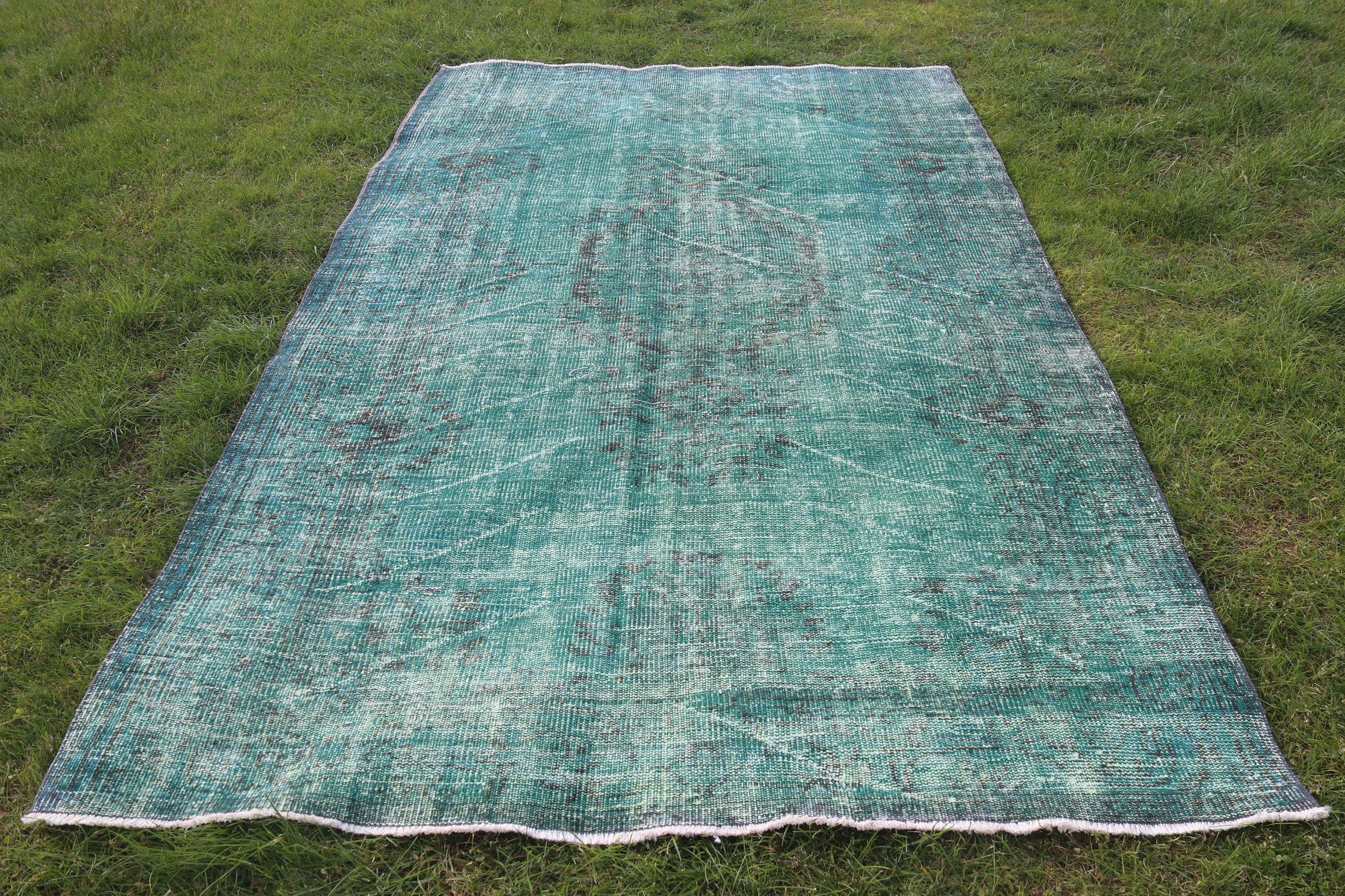 Boho Halı, Büyük Vintage Halılar, Fas Halısı, 5.4x9.1 ft Büyük Halı, Yeşil Oushak Halısı, Anadolu Halıları, Yatak Odası Halısı, Vintage Halılar, Türk Halıları