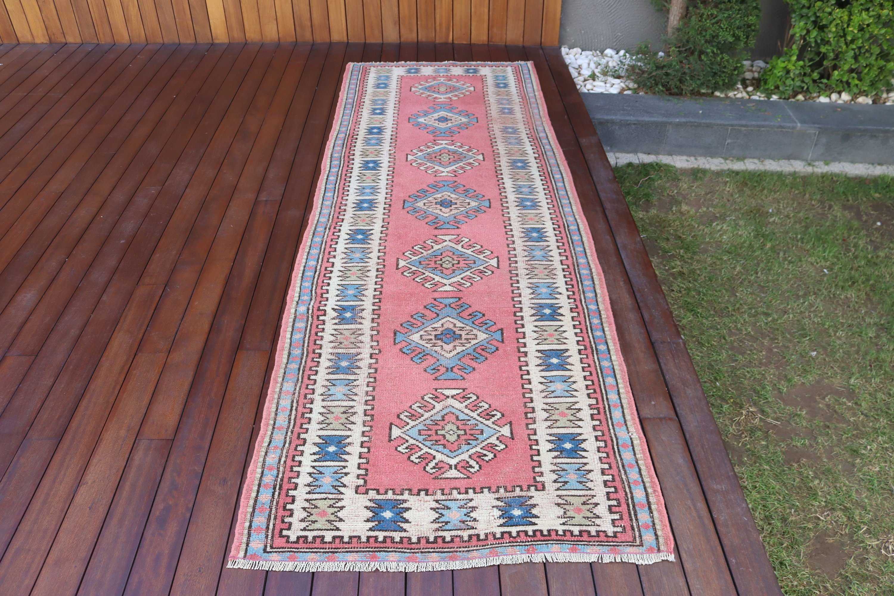 Modern Rugs, Vintage Rugs, Statement Rug, Turkey Rug, 3x9 ft Runner Rugs, Beni Ourain Runner Rugs, Turkish Rugs, Pink Home Decor Rugs