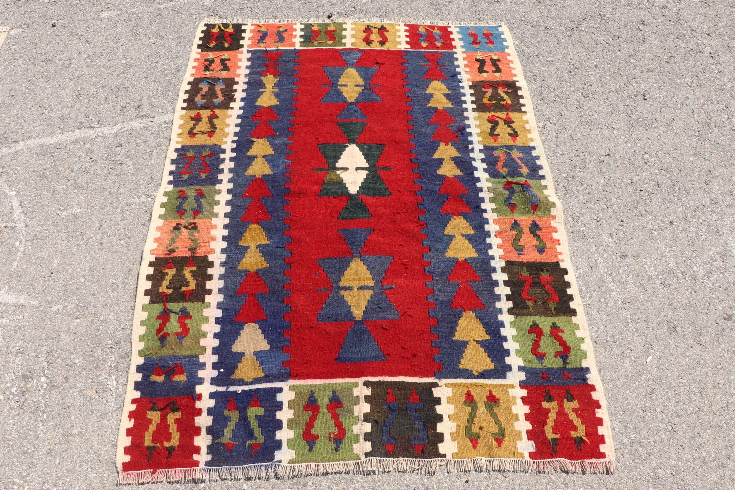 Tribal Rugs, 3.6x4.9 ft Accent Rug, Vintage Rug, Cool Rug, Kilim, Moroccan Rug, Red Oriental Rug, Bedroom Rug, Kitchen Rugs, Turkish Rug