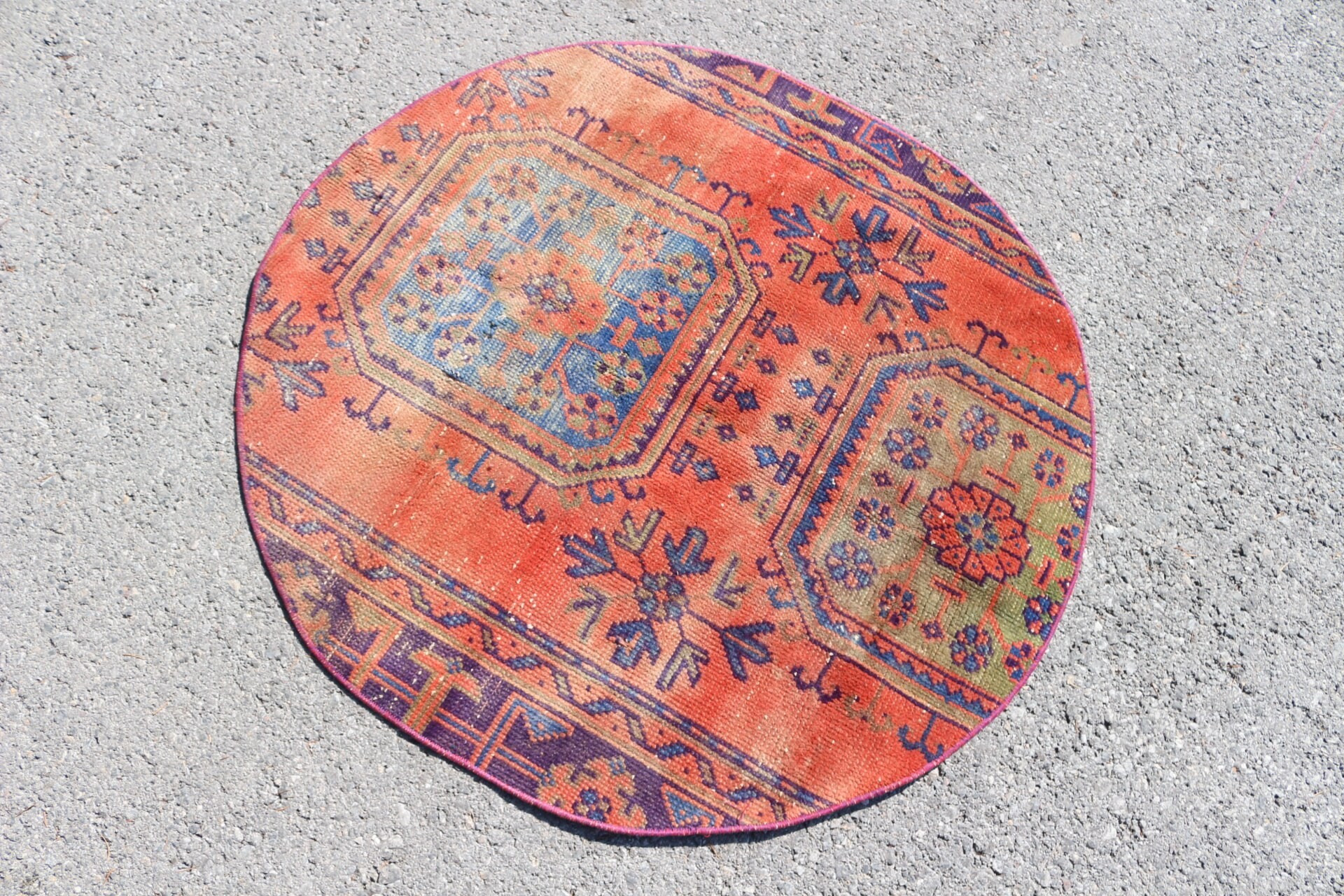 Vintage Halı, 3.3x3.3 ft Küçük Halı, Kırmızı Yatak Odası Halısı, Paspas Halıları, Türk Halısı, Pastel Halılar, Mutfak Halıları, Oushak Halısı, Çocuk Halıları