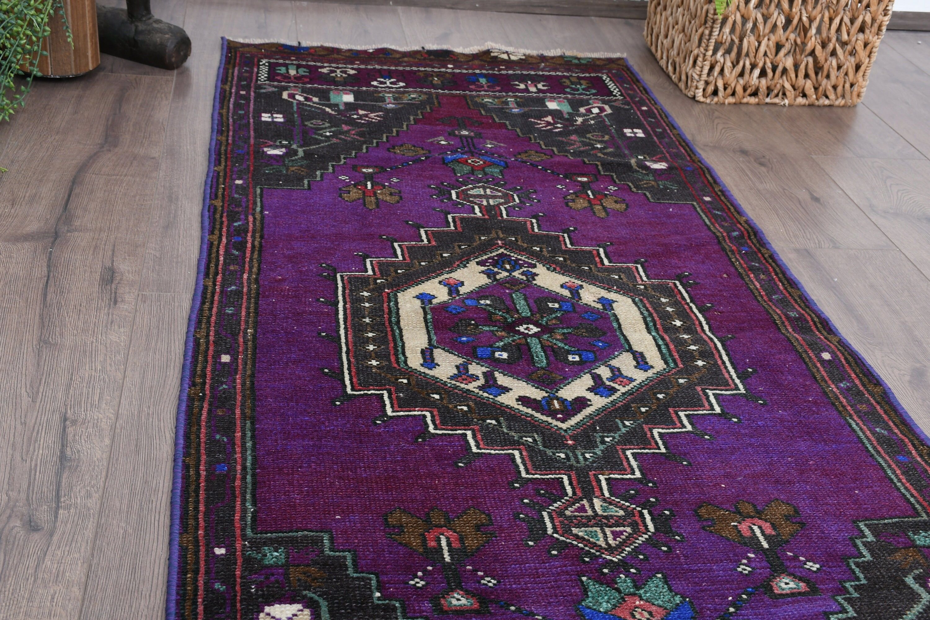 Turkish Rug, Anatolian Rug, 2.4x5.7 ft Small Rug, Entry Rug, Kitchen Rug, Purple Cool Rugs, Rugs for Bedroom, Antique Rug, Vintage Rug