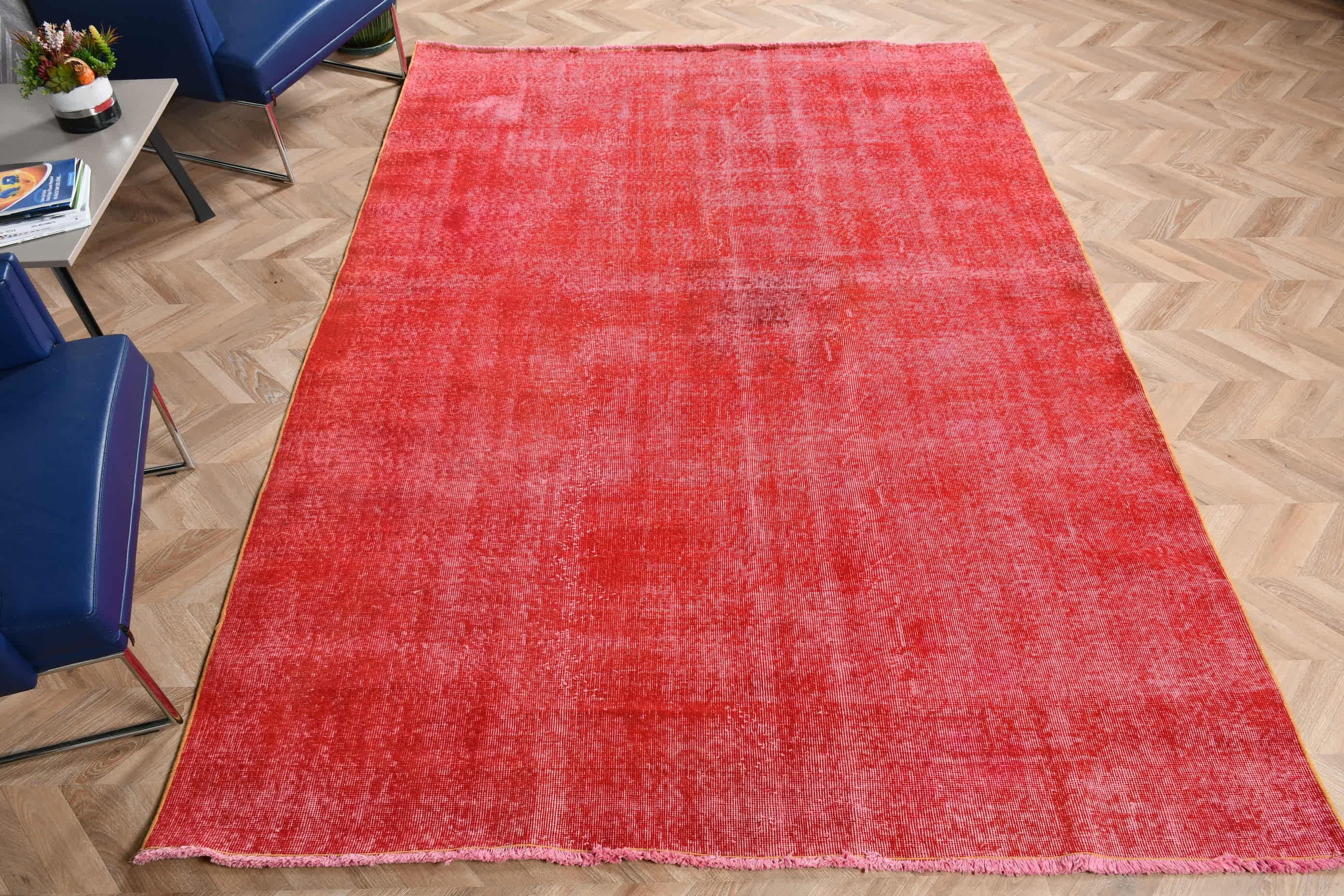 Bedroom Rug, Red Anatolian Rug, 6.6x9.4 ft Large Rug, Rugs for Bedroom, Floor Rug, Salon Rug, Turkish Rugs, Vintage Rug, Antique Rugs