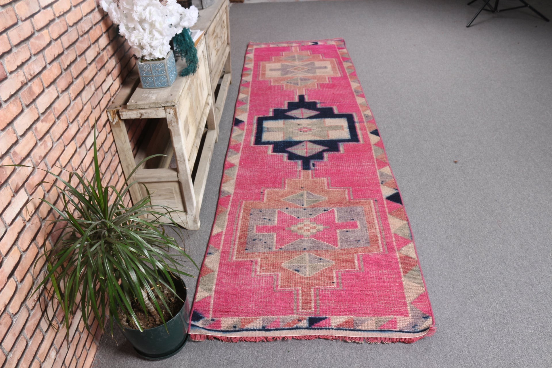 Corridor Rug, 2.8x9.9 ft Runner Rug, Pink Anatolian Rug, Handmade Rugs, Turkish Rug, Vintage Rugs, Stair Rugs, Moroccan Rugs, Bedroom Rug