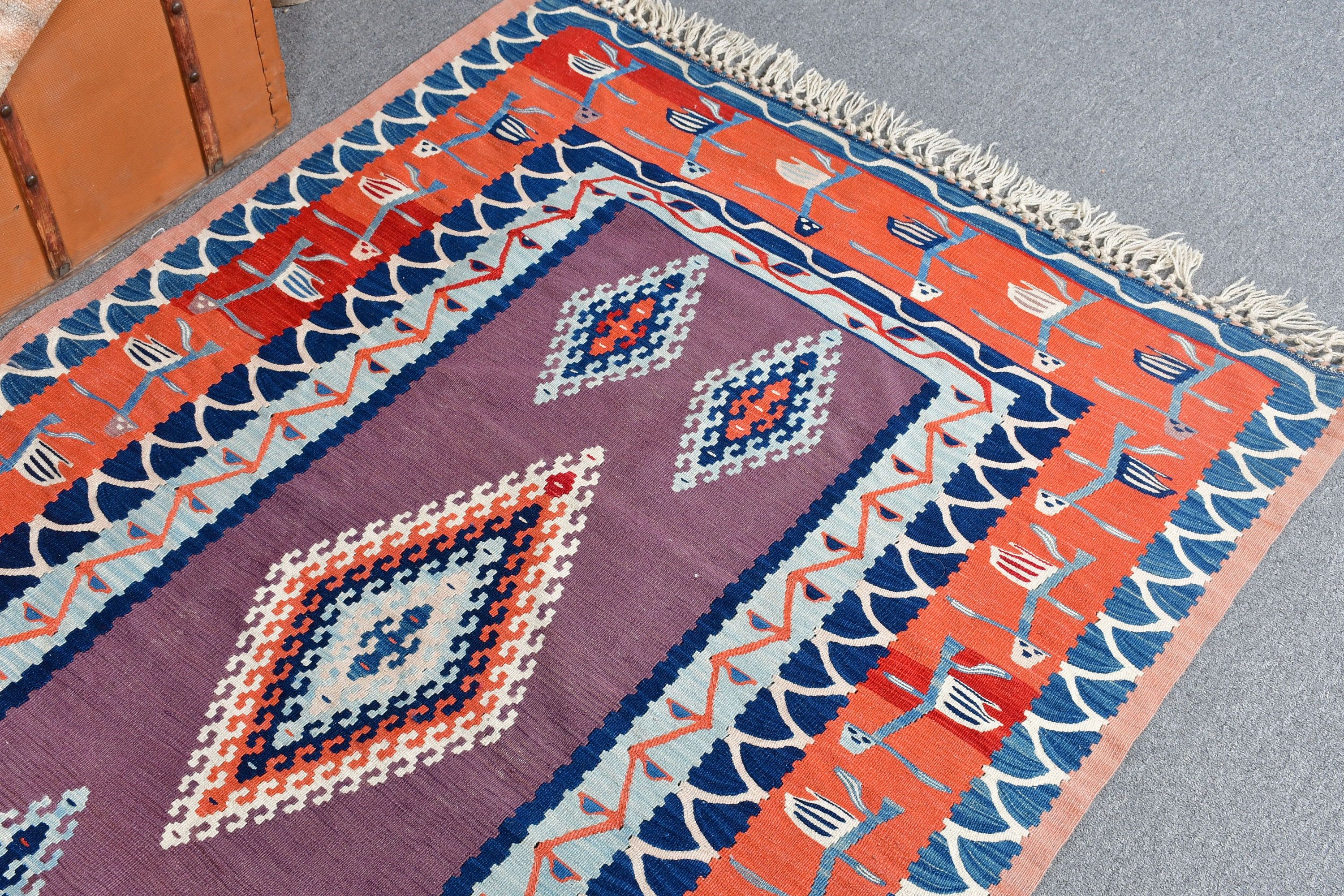 Eski Halı, Ev Dekorasyonu Halıları, Çocuk Halısı, Türk Halısı, Turuncu 3,6x5,2 ft Accent Halıları, Giriş Halısı, Vintage Halı, Kilim, Oushak Halısı