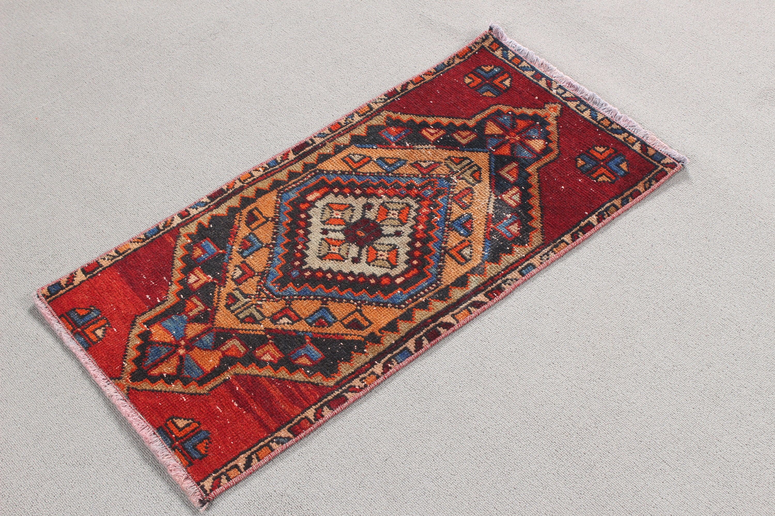 Nursery Rug, Red Cool Rugs, Vintage Rug, 1.3x2.6 ft Small Rugs, Wool Rugs, Vintage Decor Rug, Turkish Rugs, Moroccan Rug, Wall Hanging Rugs