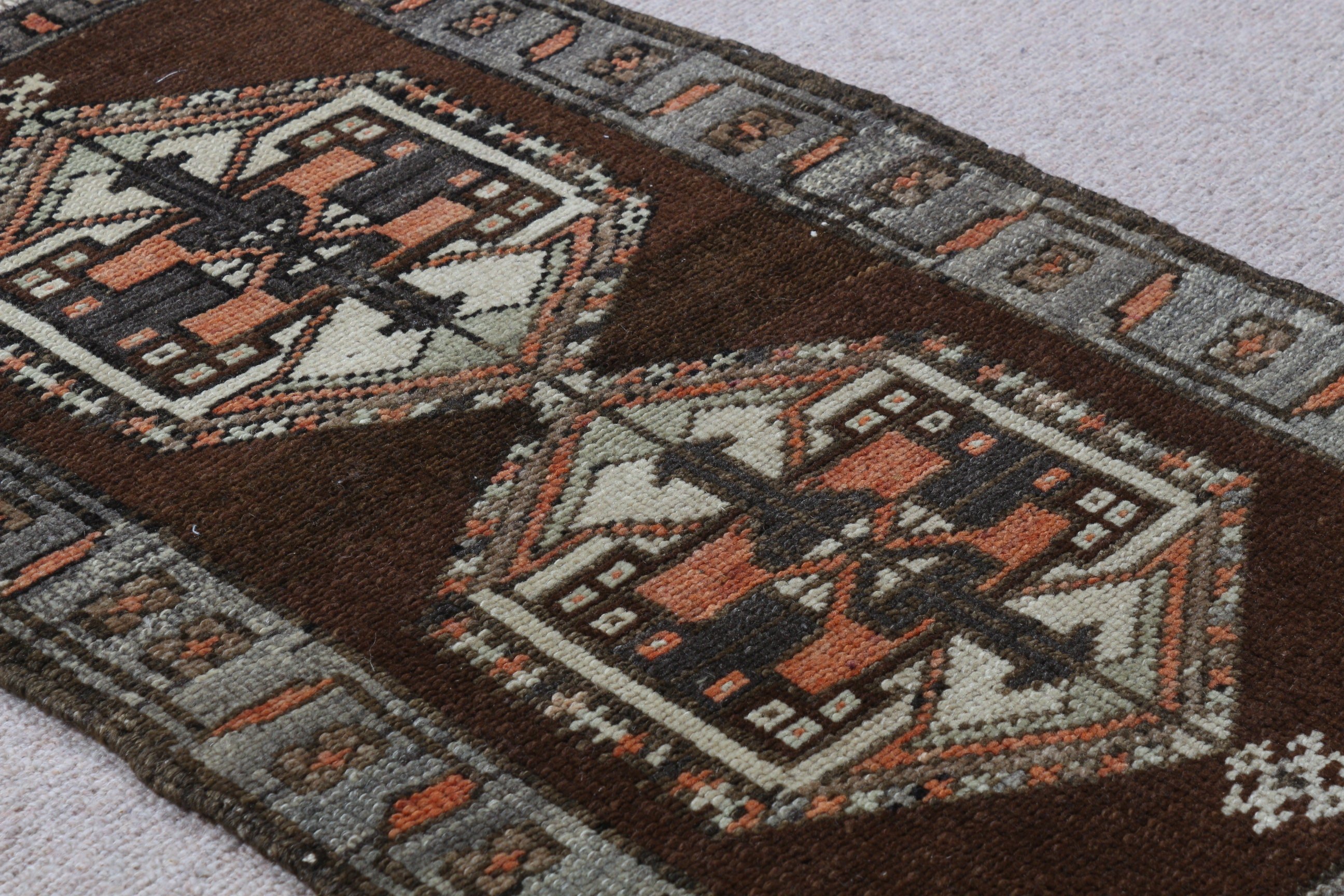 Entry Rug, Brown Moroccan Rug, Anatolian Rugs, Turkish Rug, Vintage Rug, 1.8x2.8 ft Small Rug, Flatweave Rugs, Kitchen Rugs, Oriental Rug