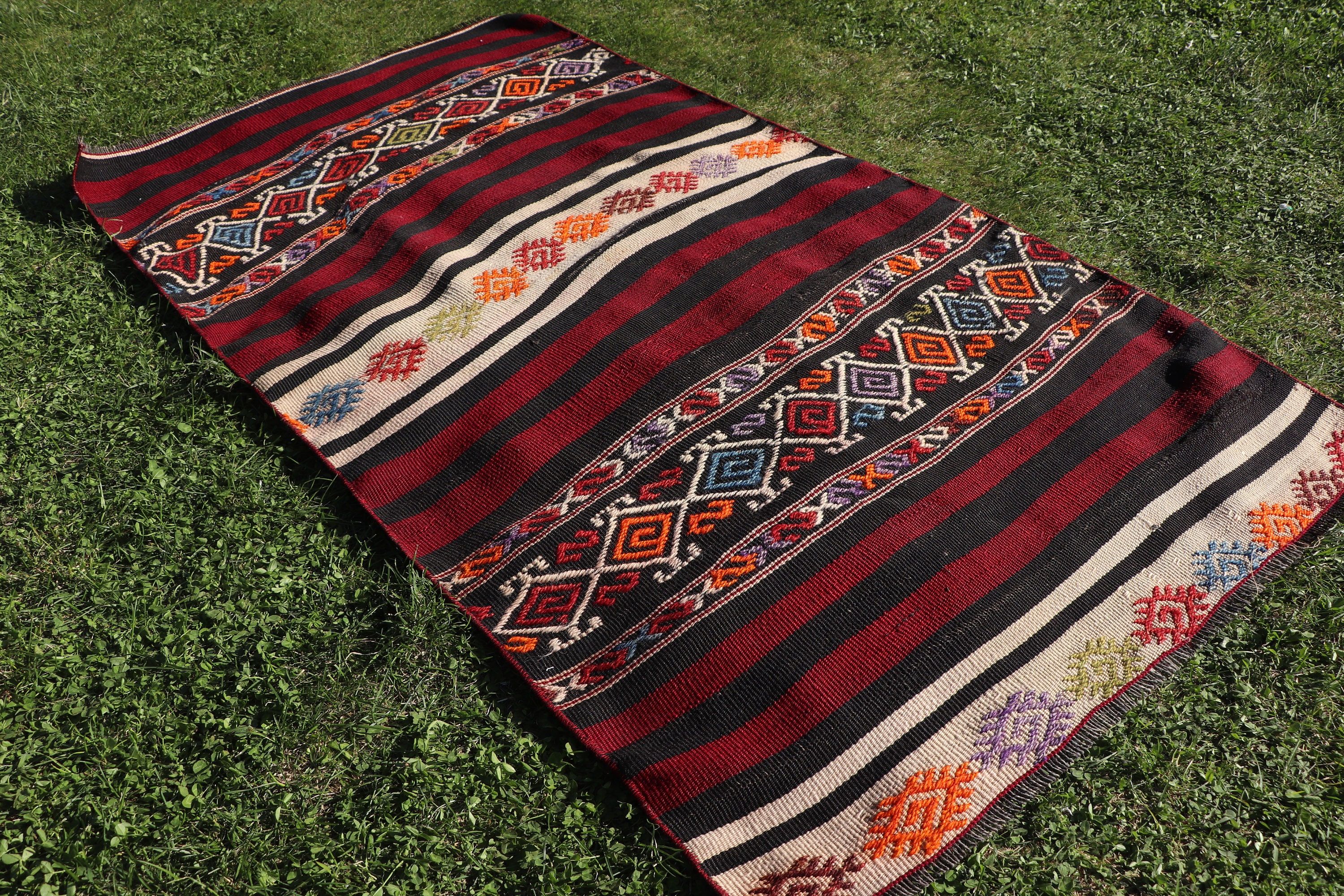 Boho Accent Halı, 2.9x5.4 ft Accent Halılar, Kırmızı Antika Halılar, Kilim, Vintage Halılar, Modern Halılar, Vintage Accent Halı, Türk Halıları, Havalı Halılar