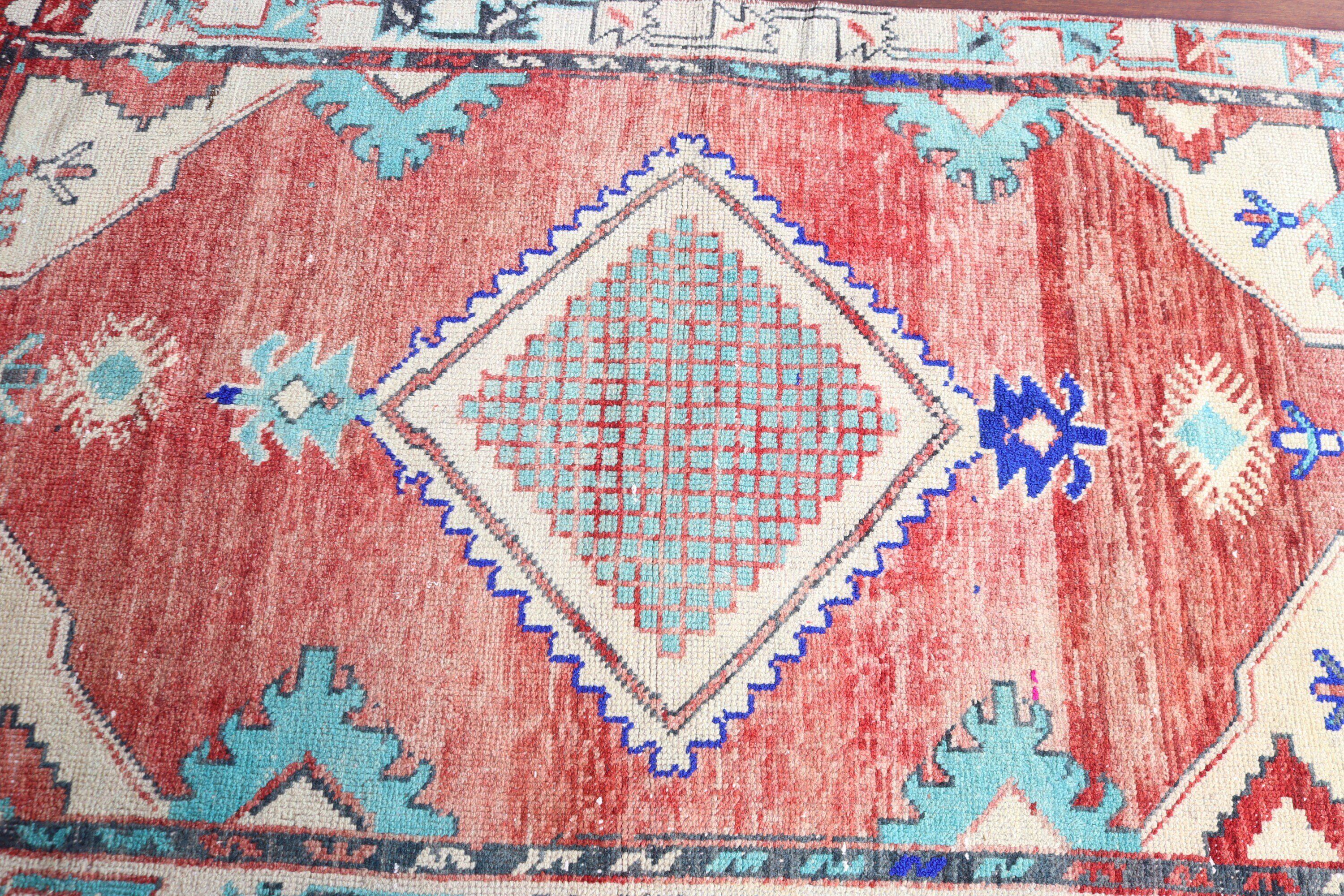 Vintage Halı, Mutfak Halısı, Vintage Vurgu Halısı, Boho Halısı, Türk Halısı, Egzotik Halılar, Kırmızı 3,5x5,6 ft Accent Halısı, Oushak Halısı