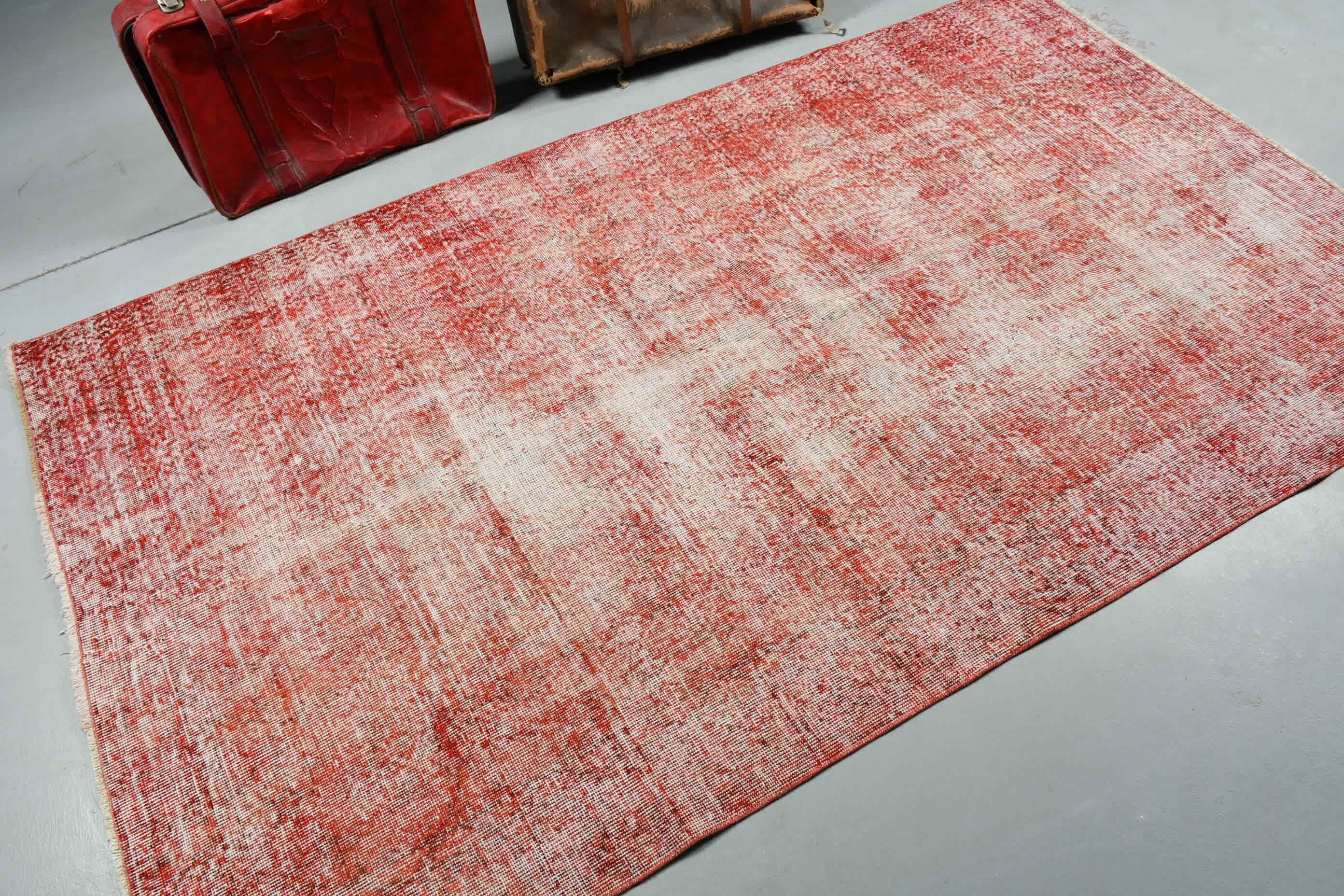 Red Moroccan Rugs, Vintage Rug, Vintage Decor Rug, Rugs for Area, Kitchen Rugs, Turkish Rug, Floor Rug, 4.7x7.5 ft Area Rug, Antique Rugs