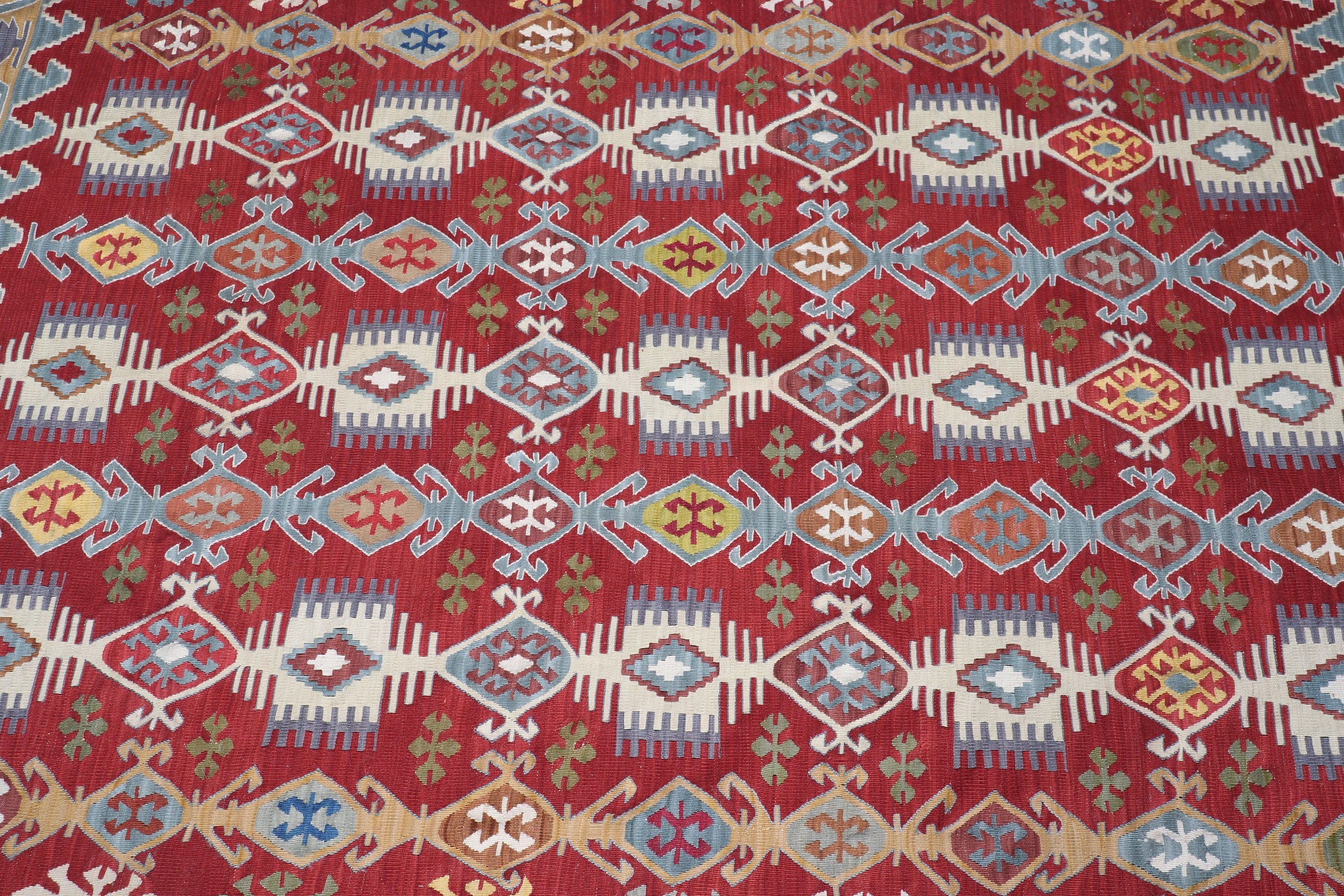 Nursery Rug, Kilim, Vintage Rugs, Red  4x5.8 ft Accent Rugs, Muted Rugs, Turkish Rugs, Anatolian Rug, Bedroom Rugs, Floor Rug